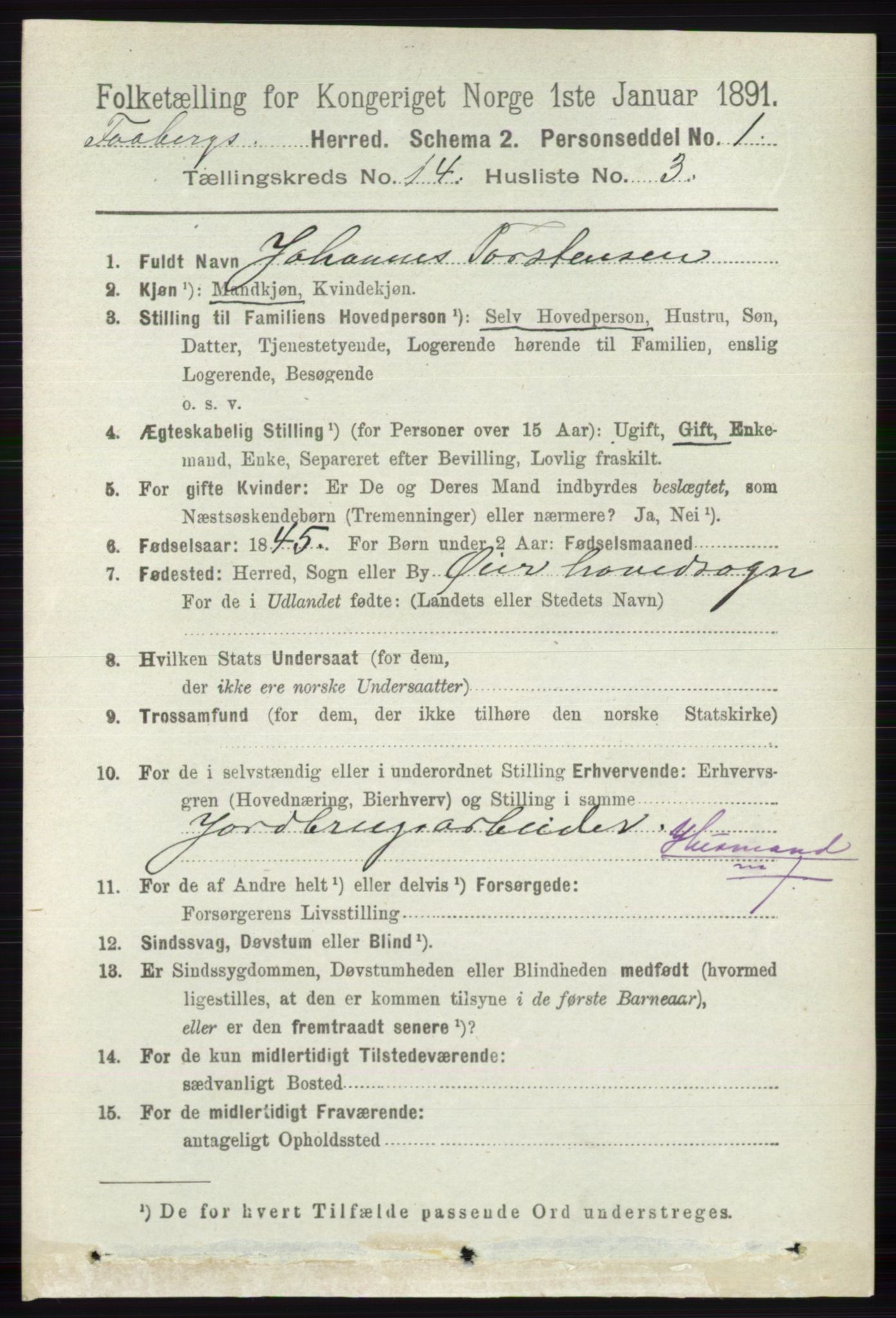 RA, 1891 census for 0524 Fåberg, 1891, p. 5658