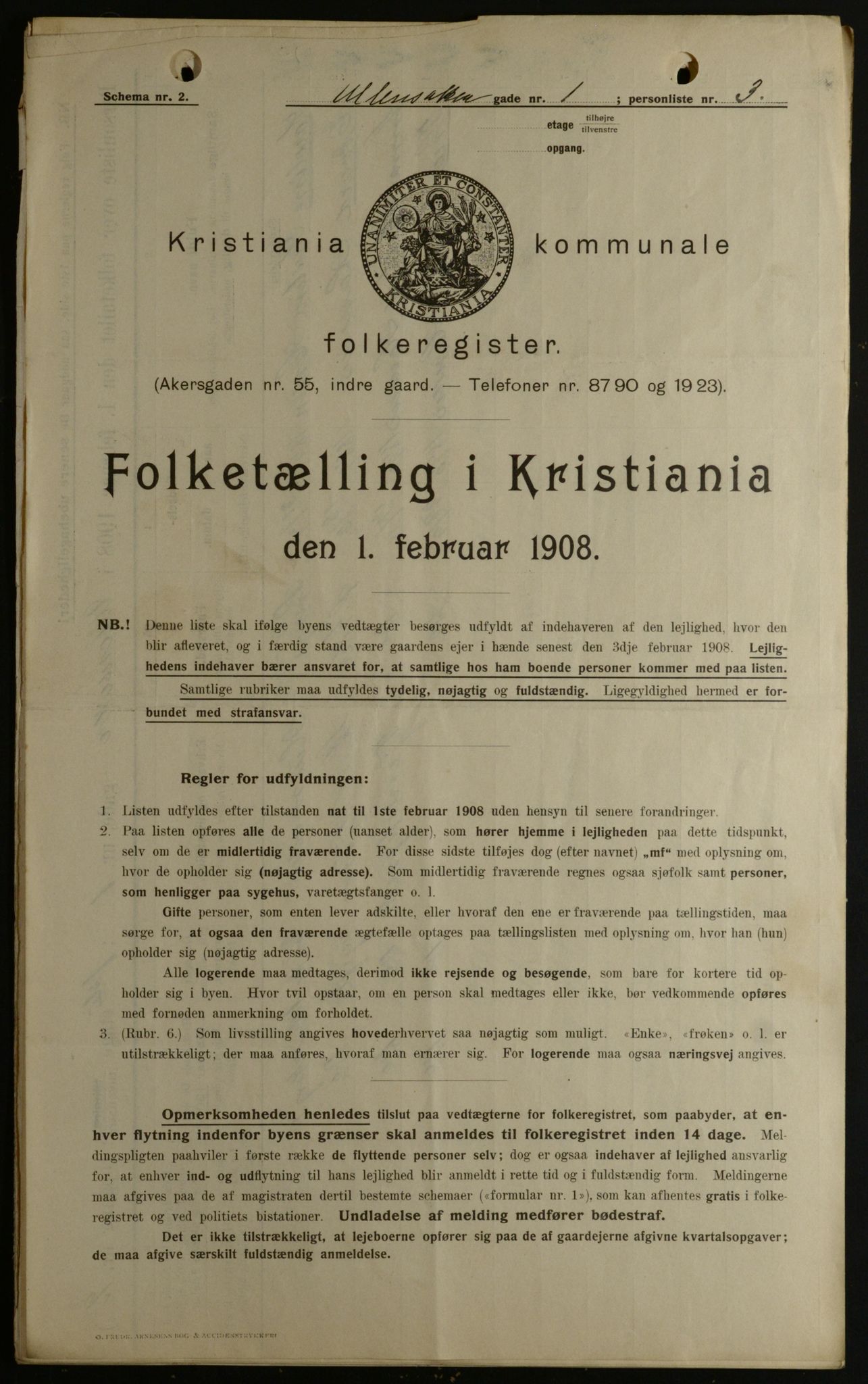 OBA, Municipal Census 1908 for Kristiania, 1908, p. 106605