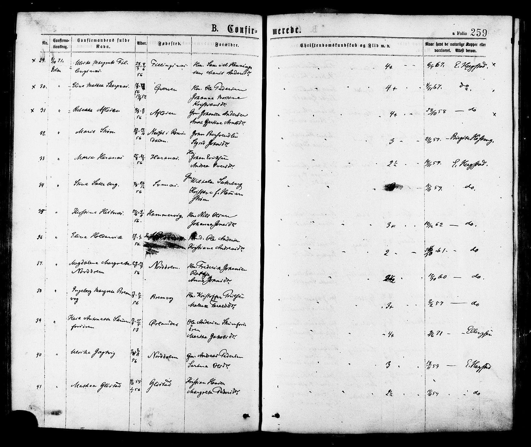 Ministerialprotokoller, klokkerbøker og fødselsregistre - Sør-Trøndelag, AV/SAT-A-1456/634/L0532: Parish register (official) no. 634A08, 1871-1881, p. 259