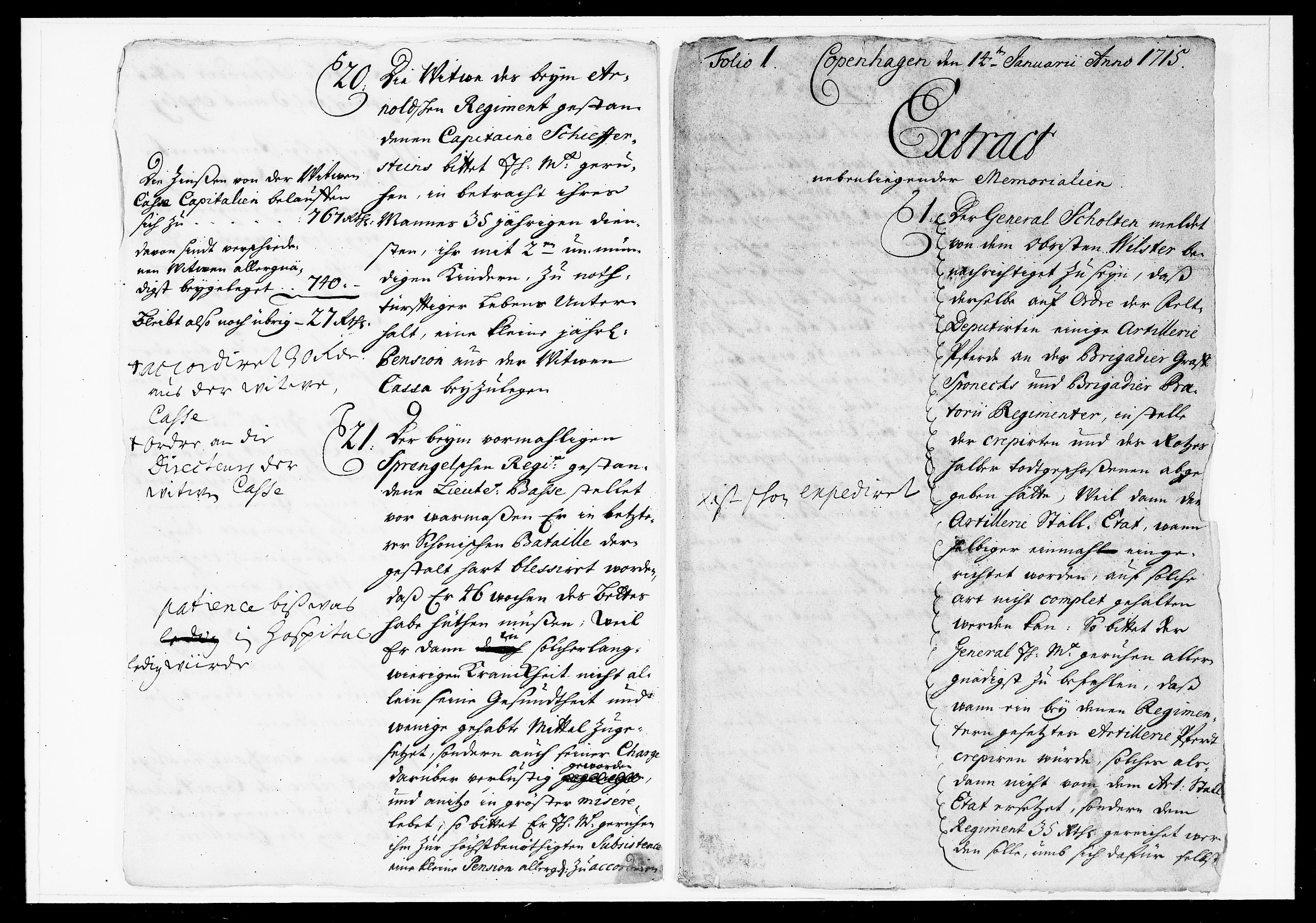 Krigskollegiet, Krigskancelliet, DRA/A-0006/-/1014-1024: Refererede sager, 1715, p. 24