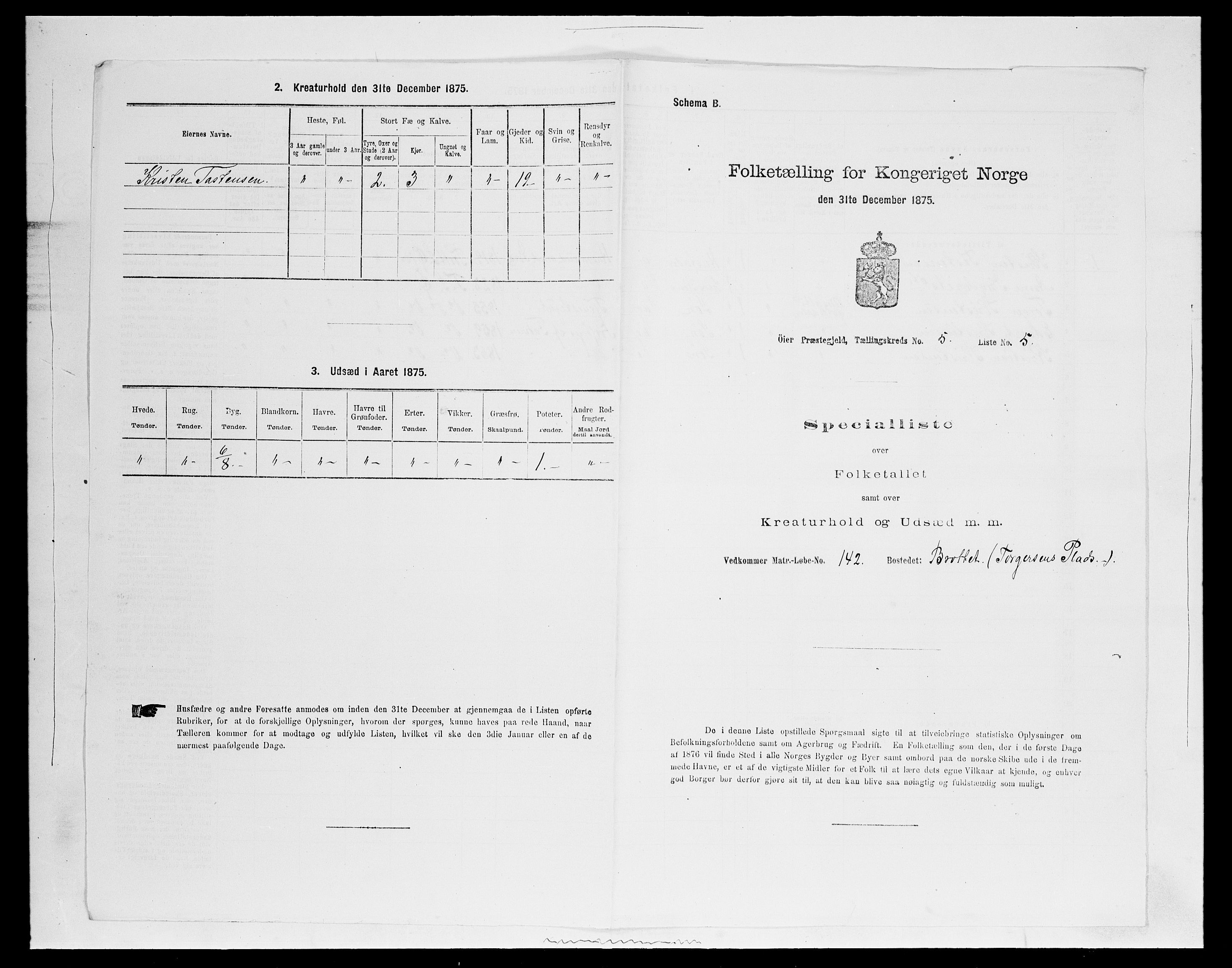 SAH, 1875 census for 0521P Øyer, 1875, p. 964