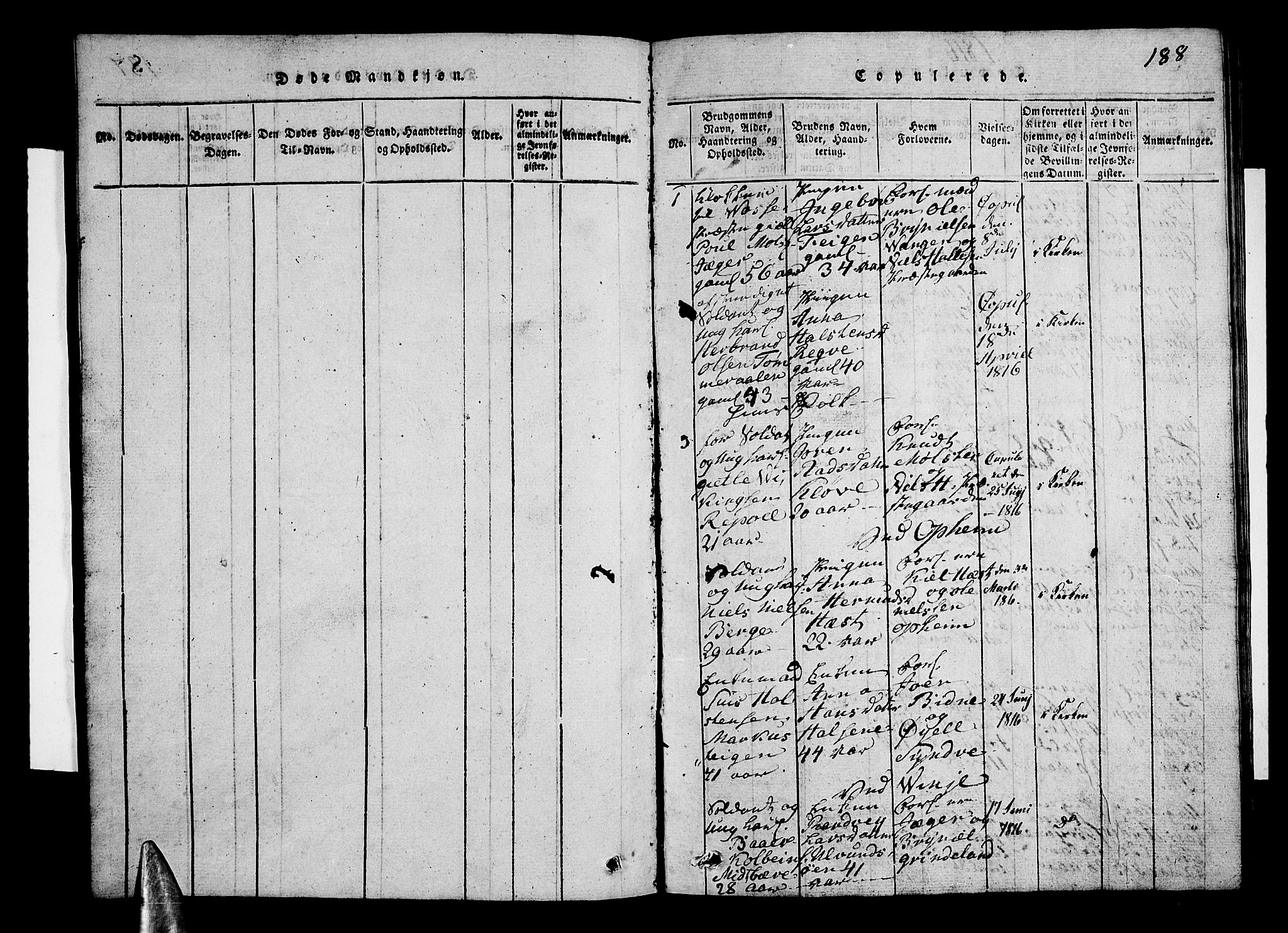 Voss sokneprestembete, SAB/A-79001/H/Hab: Parish register (copy) no. A 1, 1816-1818, p. 188