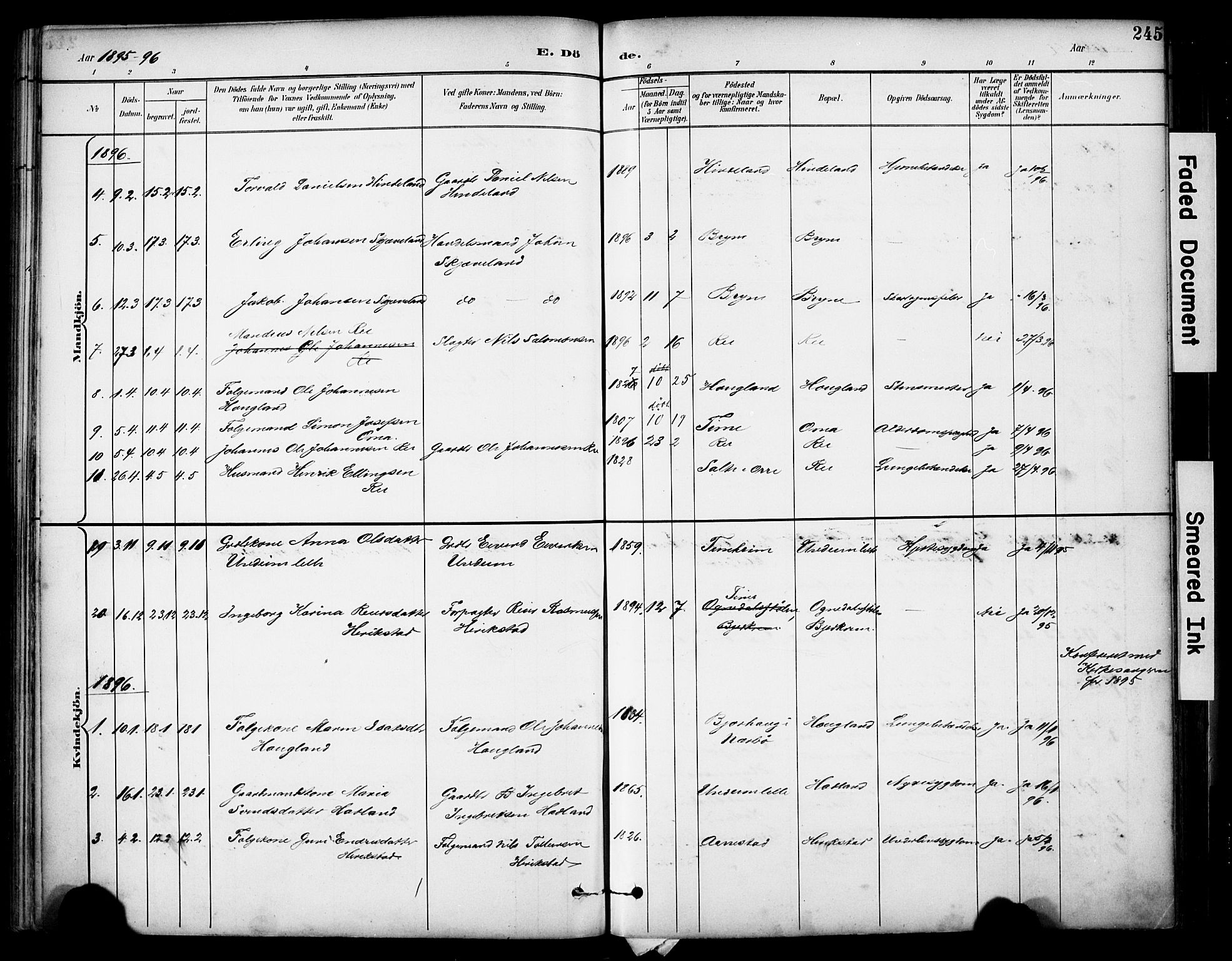 Lye sokneprestkontor, AV/SAST-A-101794/001/30BA/L0011: Parish register (official) no. A 9, 1893-1903, p. 245