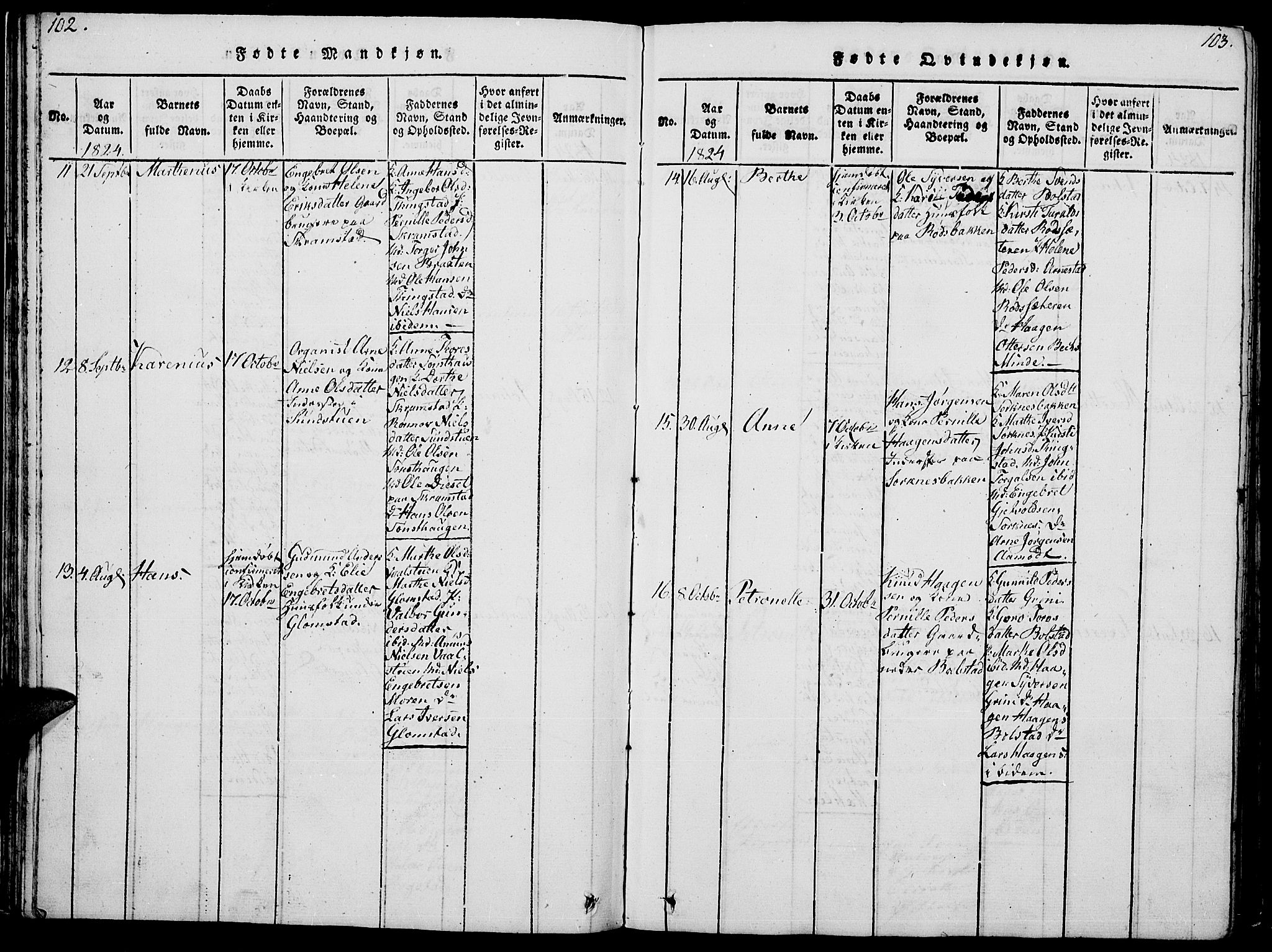 Åmot prestekontor, Hedmark, SAH/PREST-056/H/Ha/Hab/L0001: Parish register (copy) no. 1, 1815-1847, p. 102-103