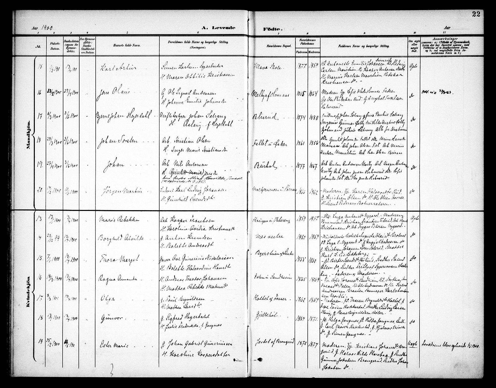 Høland prestekontor Kirkebøker, AV/SAO-A-10346a/F/Fa/L0015: Parish register (official) no. I 15, 1897-1912, p. 22