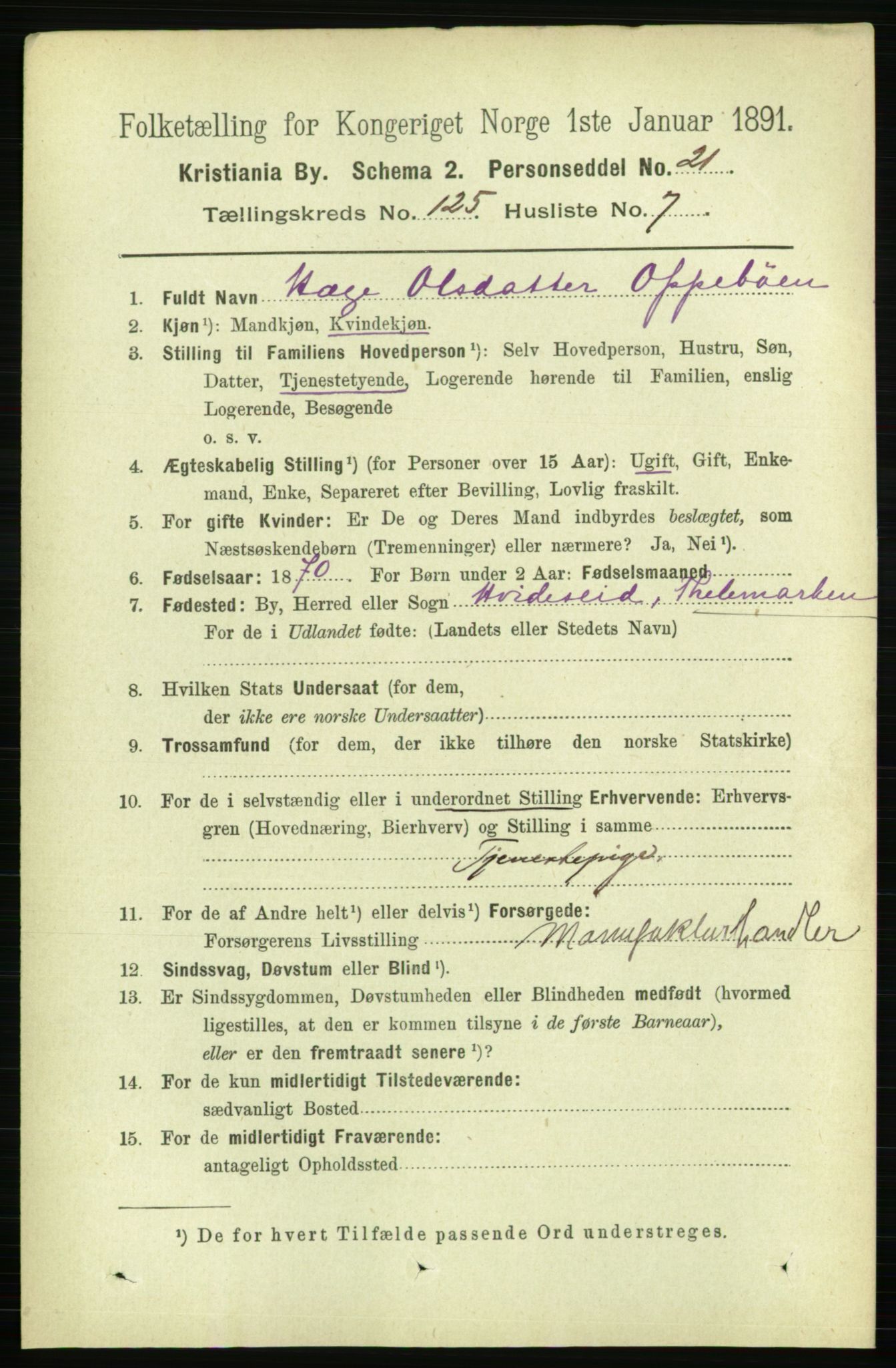 RA, 1891 census for 0301 Kristiania, 1891, p. 66951