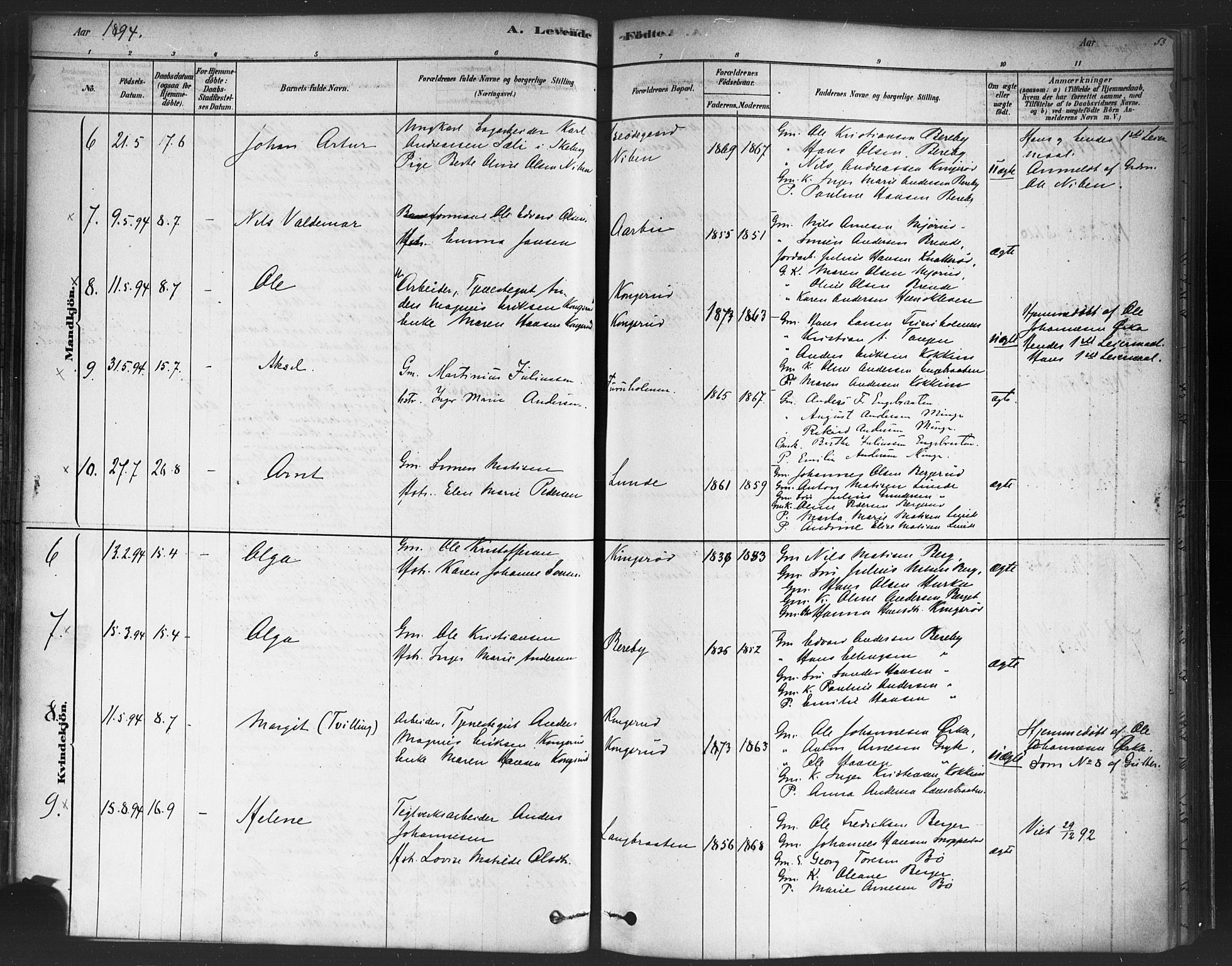 Varteig prestekontor Kirkebøker, SAO/A-10447a/F/Fa/L0002: Parish register (official) no. 2, 1878-1899, p. 53
