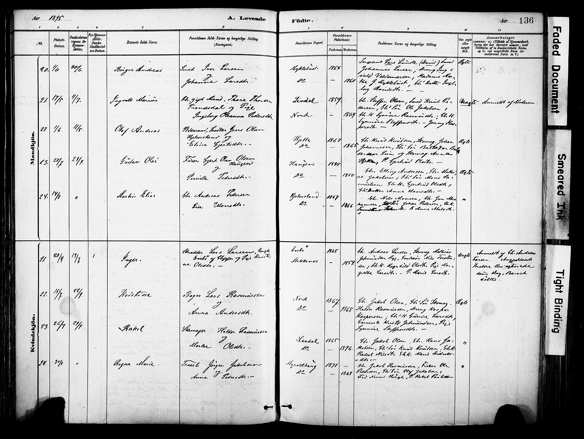 Eid sokneprestembete, AV/SAB-A-82301/H/Haa/Haab/L0001: Parish register (official) no. B 1, 1879-1906, p. 136