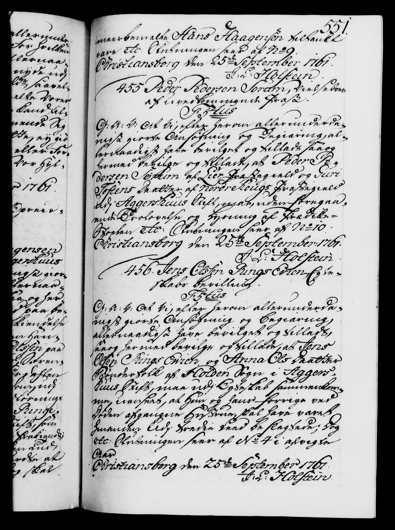 Danske Kanselli 1572-1799, AV/RA-EA-3023/F/Fc/Fca/Fcaa/L0041: Norske registre, 1760-1762, p. 551a