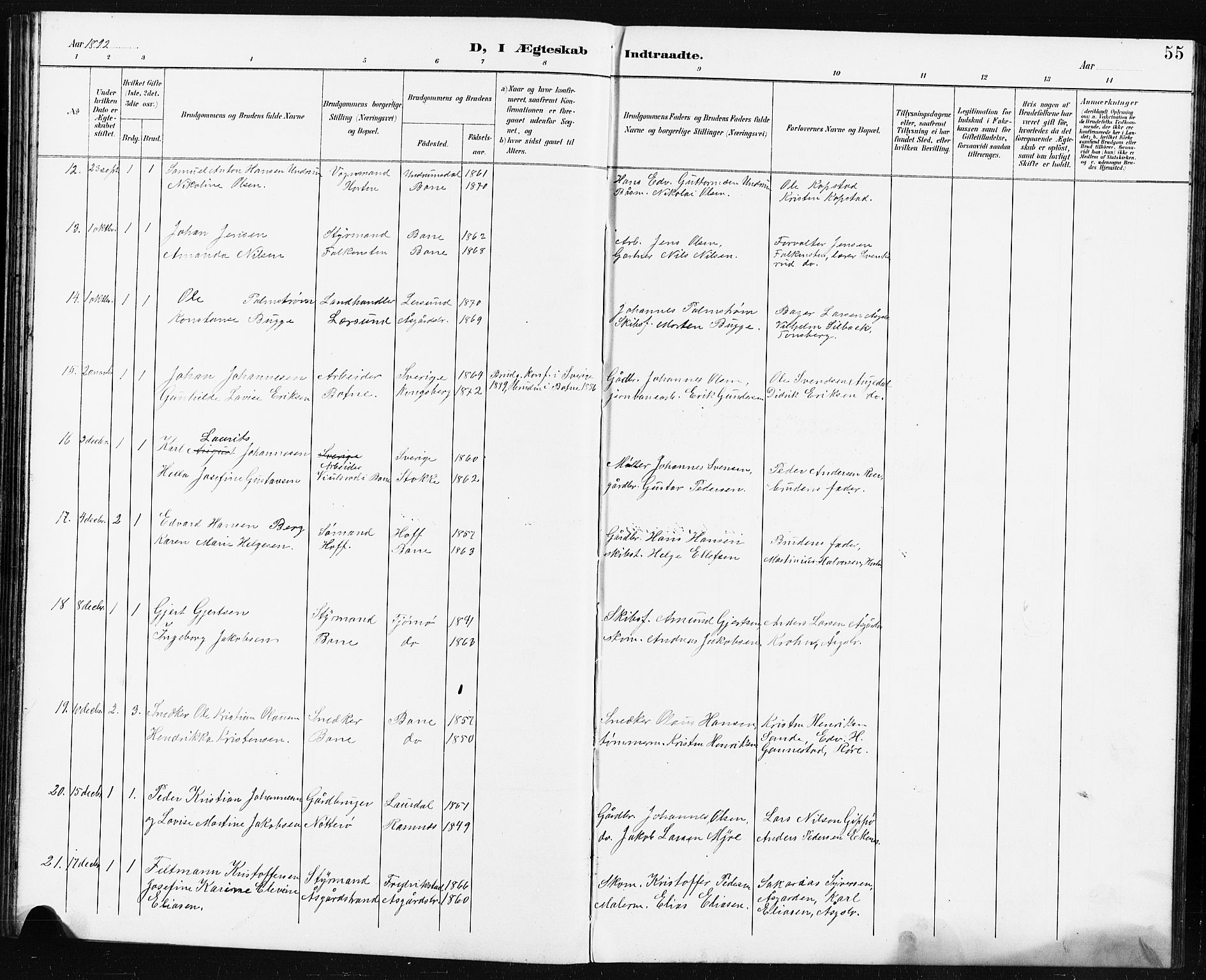 Borre kirkebøker, AV/SAKO-A-338/G/Ga/L0004: Parish register (copy) no. I 4, 1892-1913, p. 55