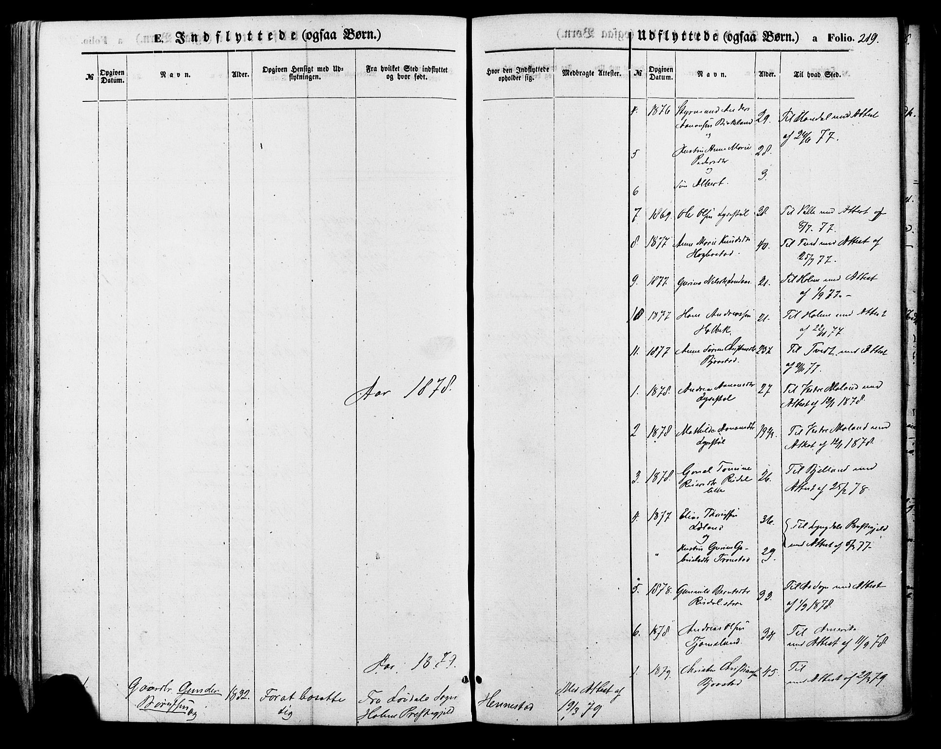 Nord-Audnedal sokneprestkontor, SAK/1111-0032/F/Fa/Fab/L0002: Parish register (official) no. A 2, 1859-1882, p. 219