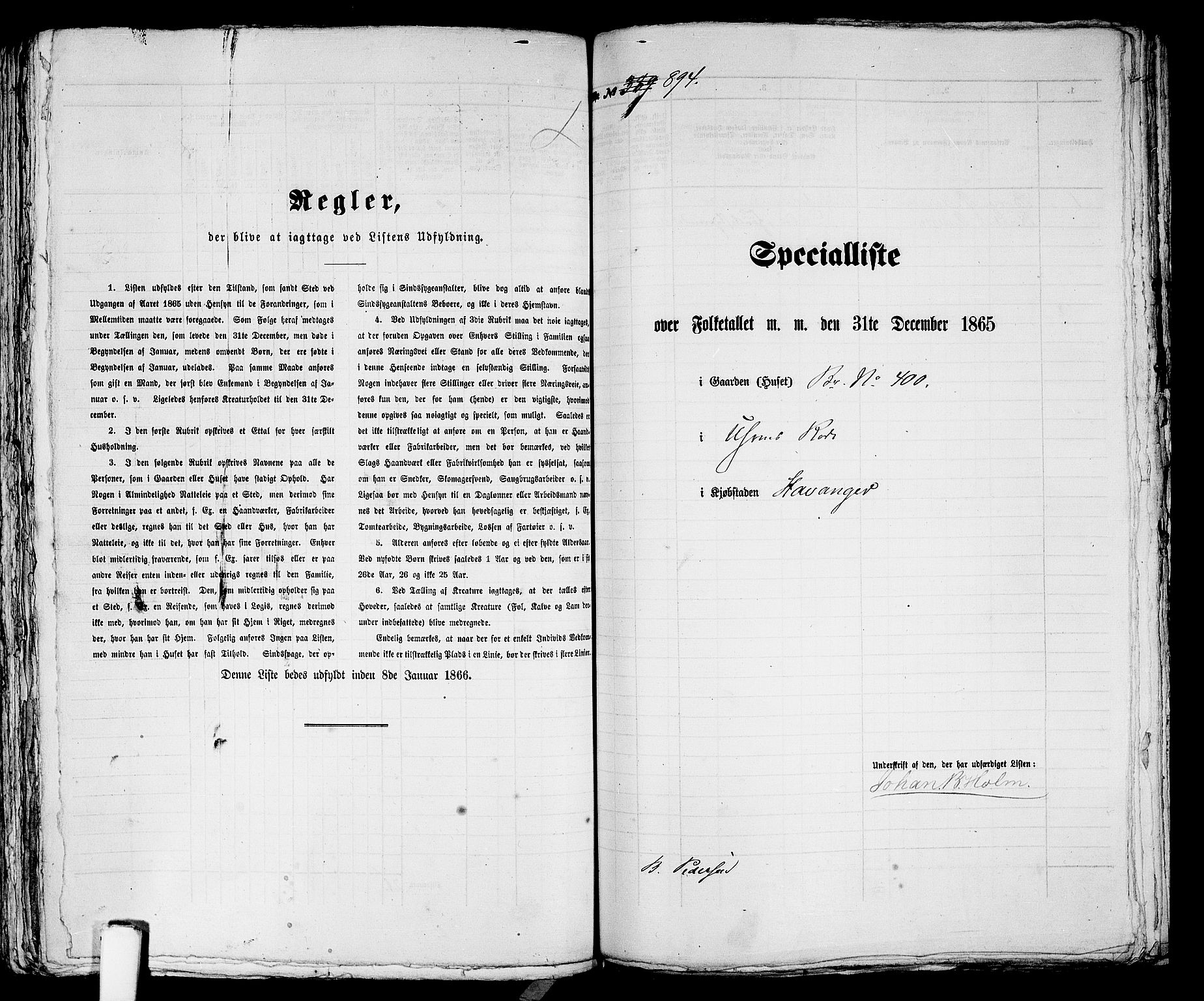 RA, 1865 census for Stavanger, 1865, p. 1822