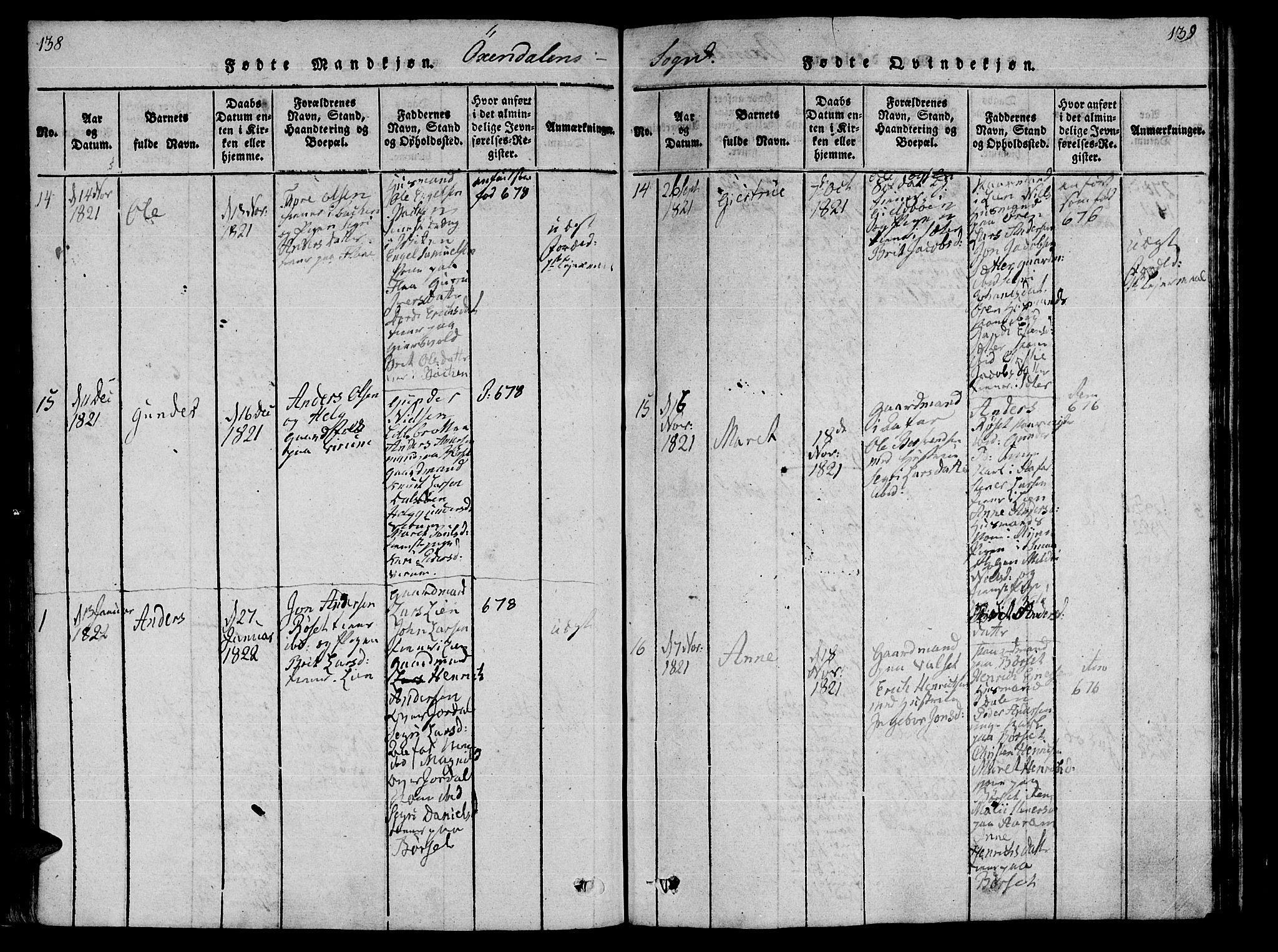 Ministerialprotokoller, klokkerbøker og fødselsregistre - Møre og Romsdal, SAT/A-1454/590/L1011: Parish register (official) no. 590A03 /3, 1819-1832, p. 138-139