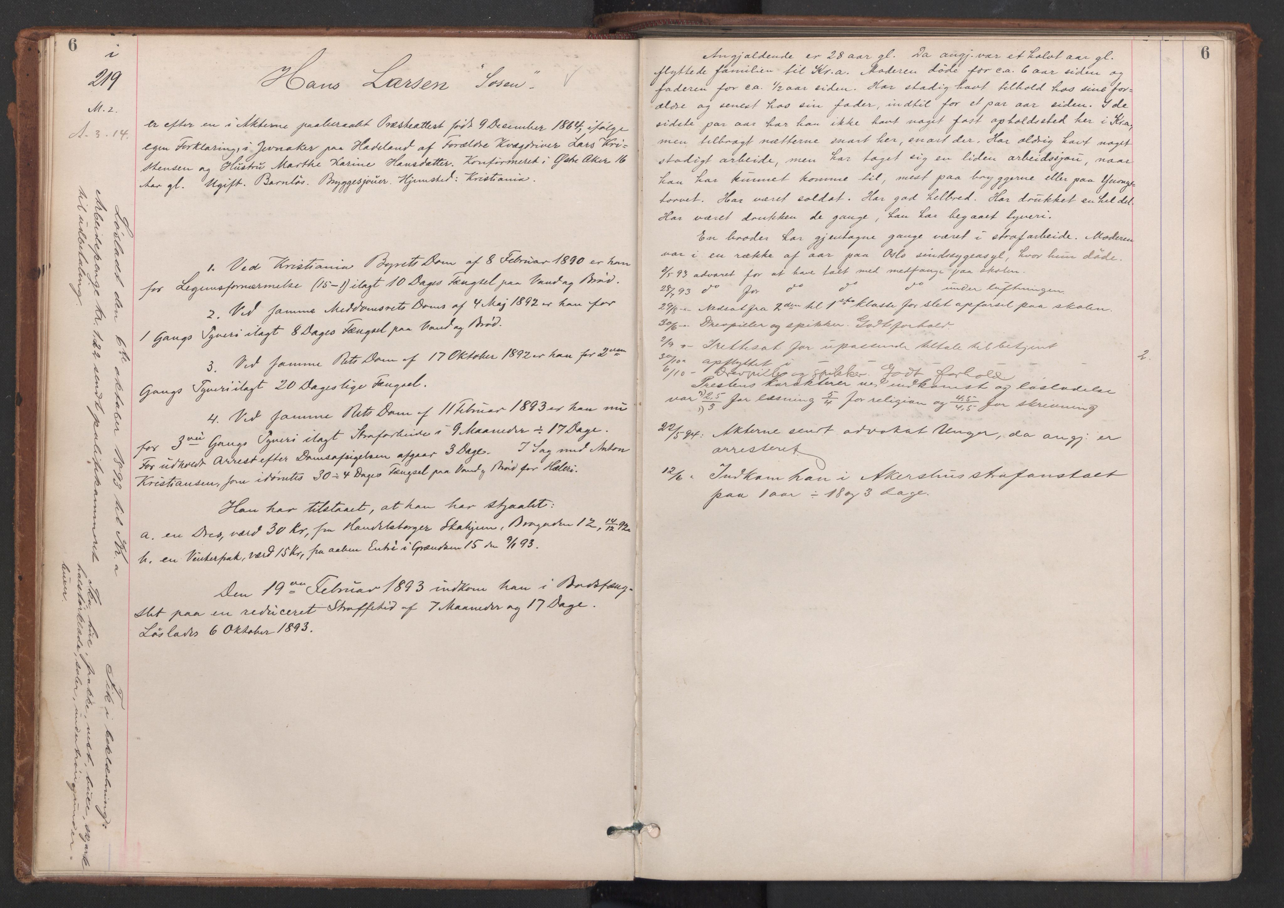 Botsfengslet, AV/RA-S-1539/D/Db/Dbb/L0028: 214i - 506i, 1893-1894, p. 6