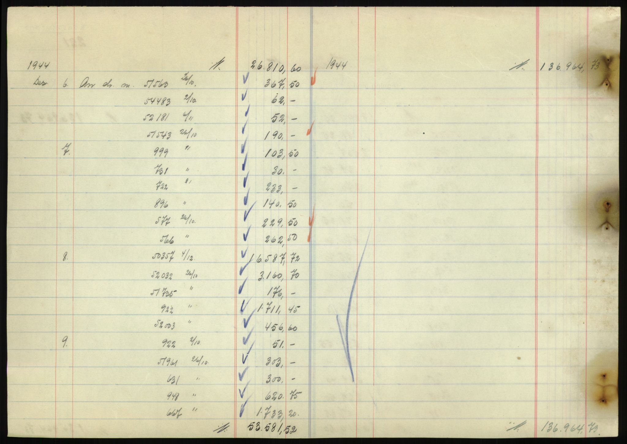 Forsvarsdepartementet, 10. kontor / Oppgjørskontoret, AV/RA-RAFA-1225/D/Db/L0180: Lista oppgjørskontor, 1942-1952, p. 1852