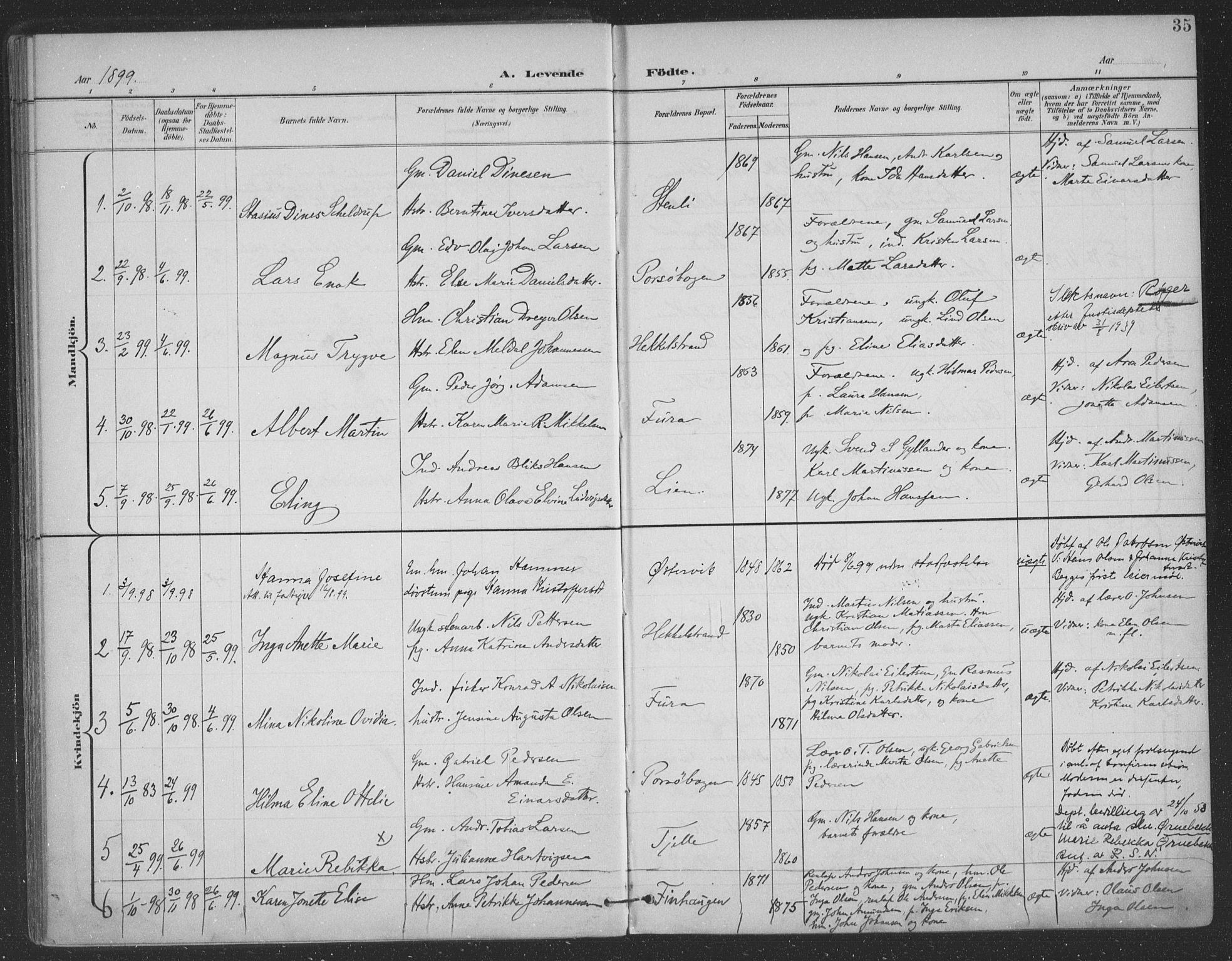 Ministerialprotokoller, klokkerbøker og fødselsregistre - Nordland, SAT/A-1459/863/L0899: Parish register (official) no. 863A11, 1897-1906, p. 35