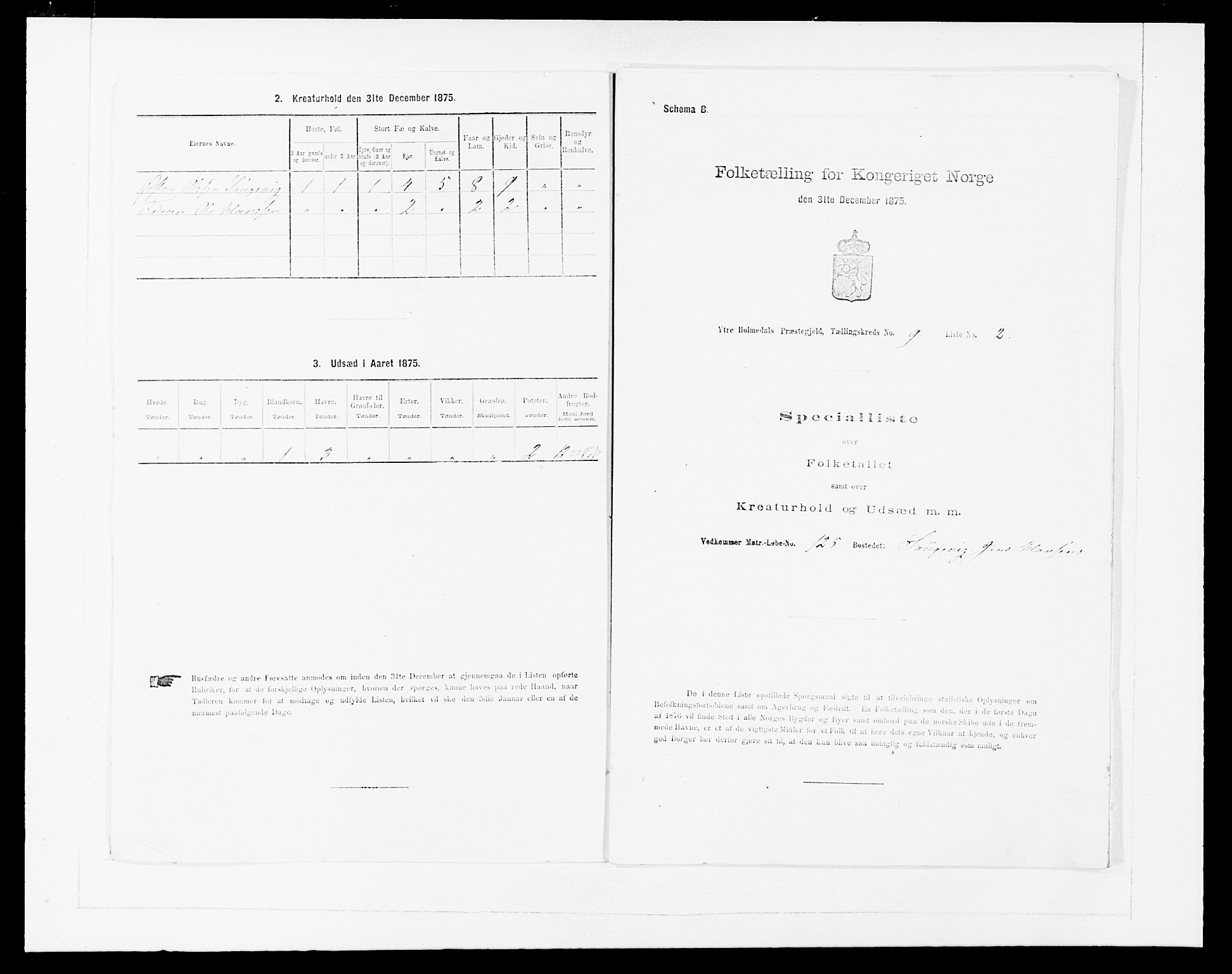 SAB, 1875 census for 1429P Ytre Holmedal, 1875, p. 552