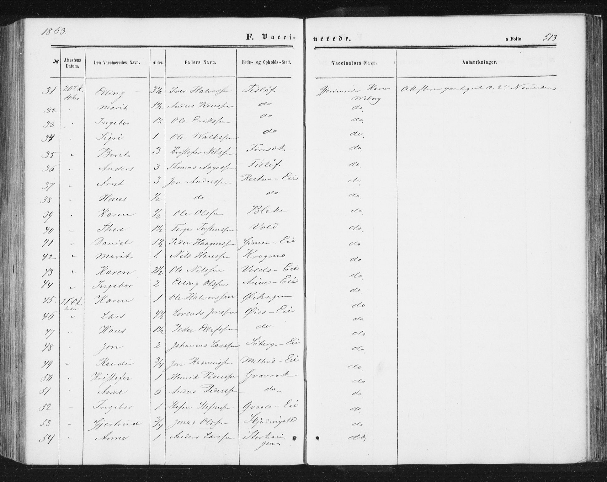 Ministerialprotokoller, klokkerbøker og fødselsregistre - Sør-Trøndelag, AV/SAT-A-1456/691/L1077: Parish register (official) no. 691A09, 1862-1873, p. 513