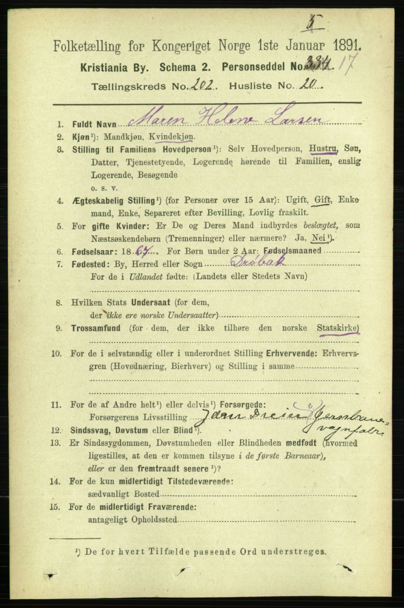 RA, 1891 census for 0301 Kristiania, 1891, p. 121858