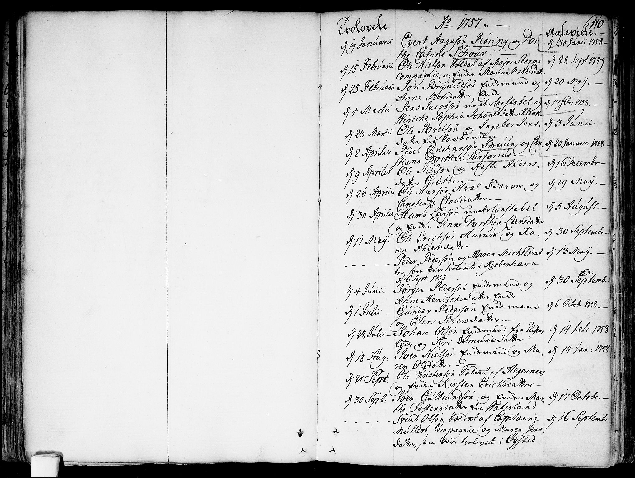 Garnisonsmenigheten Kirkebøker, SAO/A-10846/F/Fa/L0002: Parish register (official) no. 2, 1757-1776, p. 110
