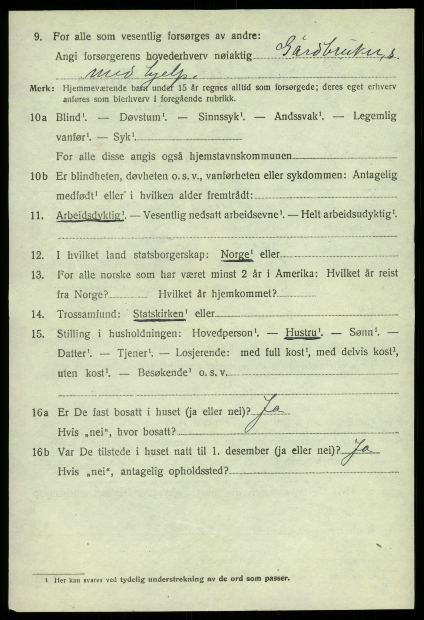 SAB, 1920 census for Jondal, 1920, p. 2211