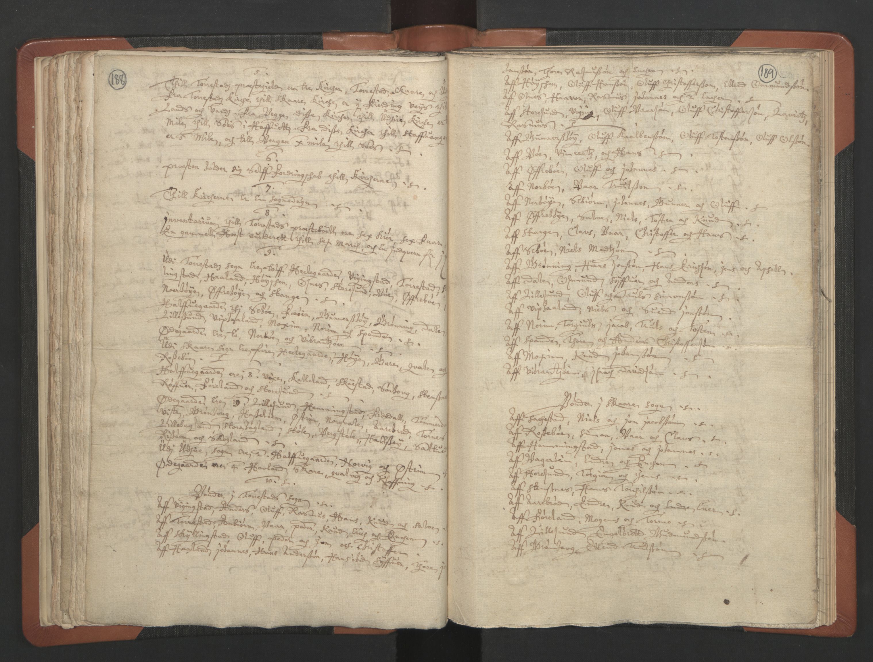 RA, Vicar's Census 1664-1666, no. 18: Stavanger deanery and Karmsund deanery, 1664-1666, p. 188-189
