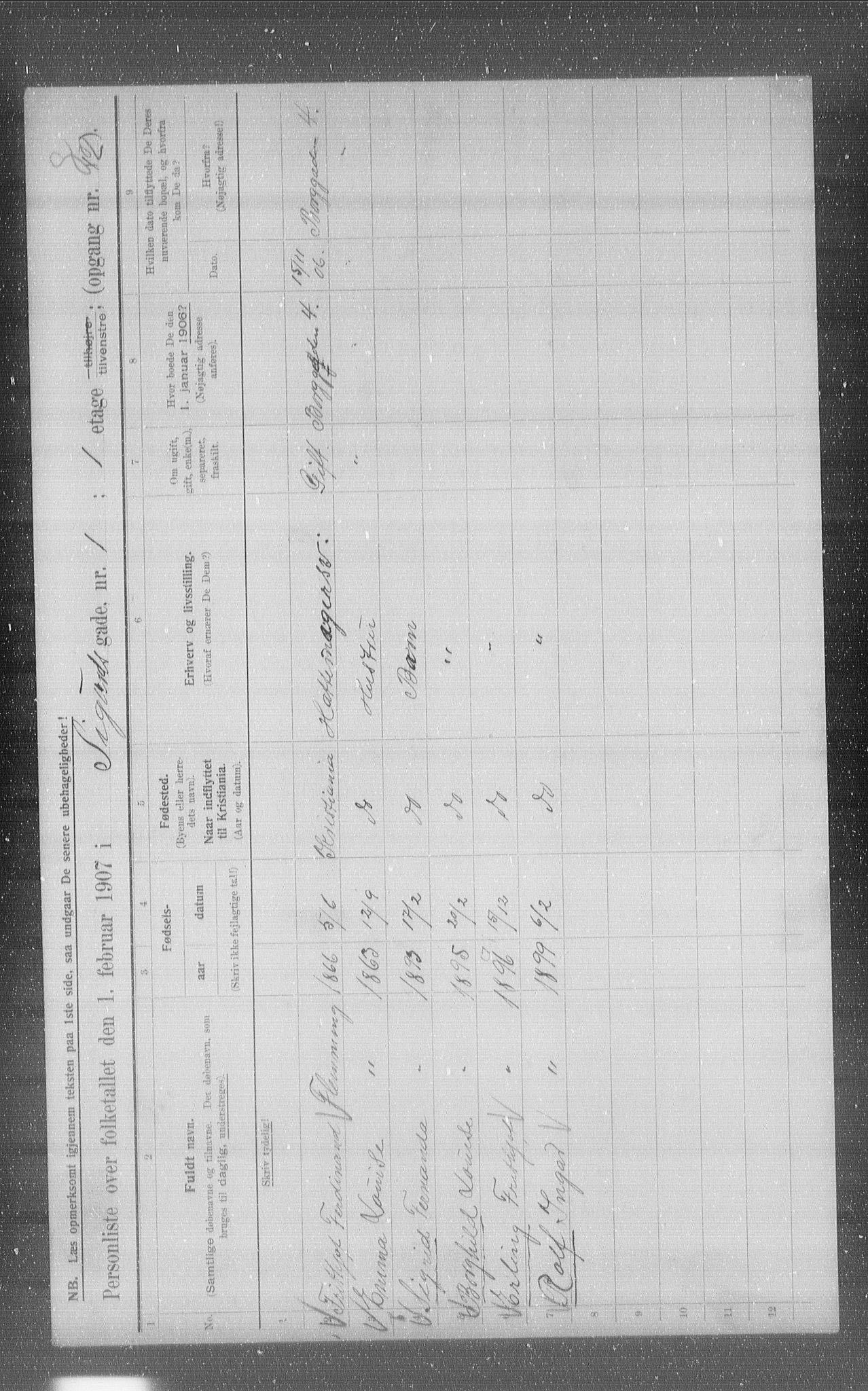 OBA, Municipal Census 1907 for Kristiania, 1907, p. 48389