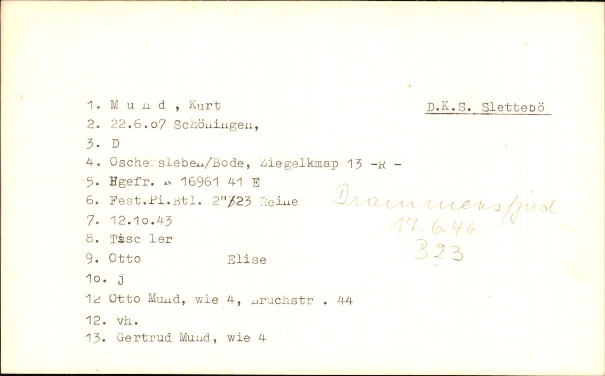 Hjemsendte tyskere , AV/RA-RAFA-6487/D/Db/L0020: Mülzet-Paülisch, 1945-1947, p. 4