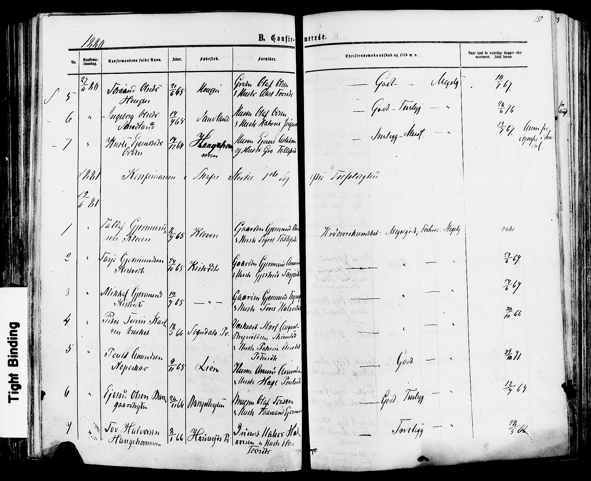 Mo kirkebøker, SAKO/A-286/F/Fa/L0006: Parish register (official) no. I 6, 1865-1885, p. 150