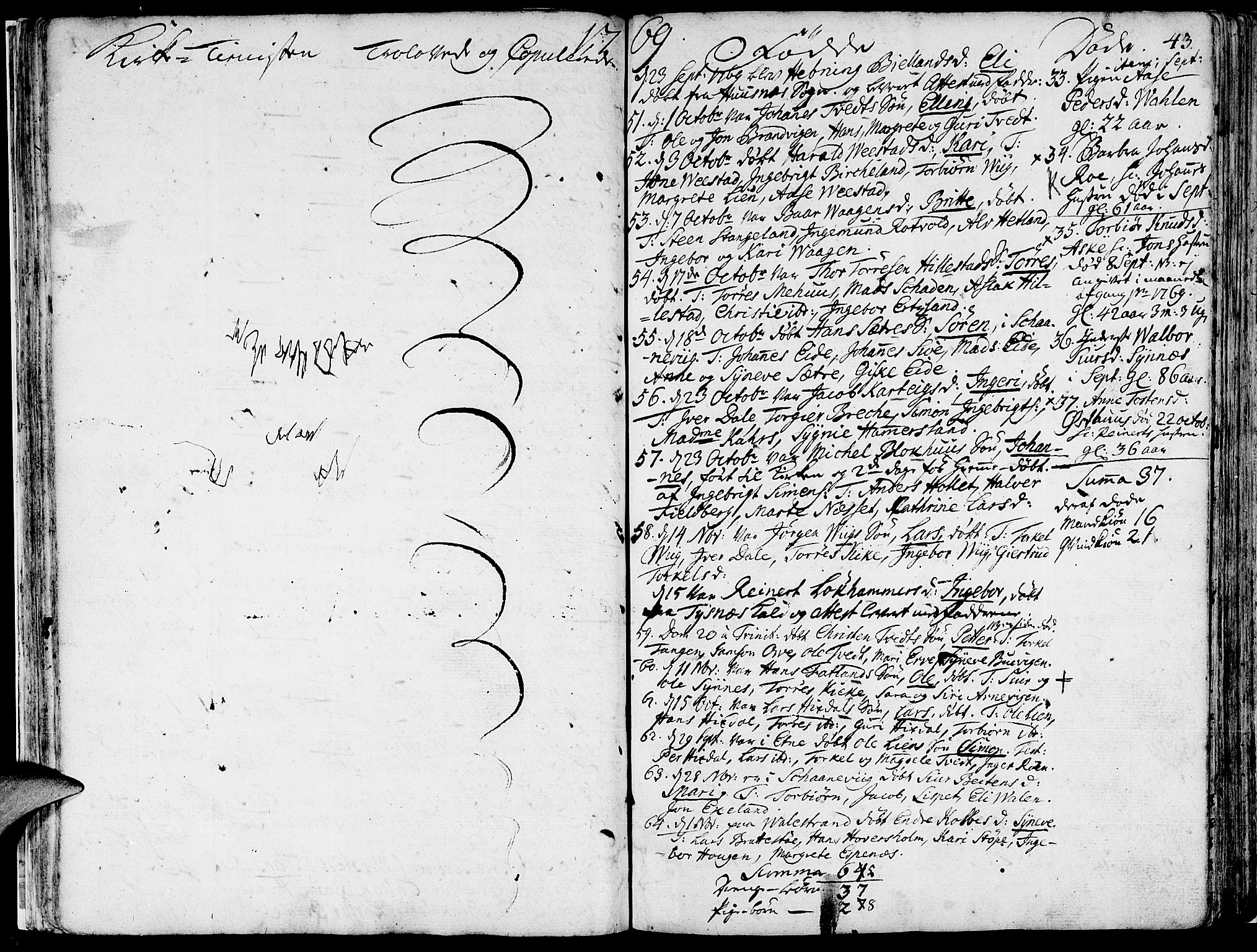 Fjelberg sokneprestembete, AV/SAB-A-75201/H/Haa: Parish register (official) no. A 2, 1760-1788, p. 43