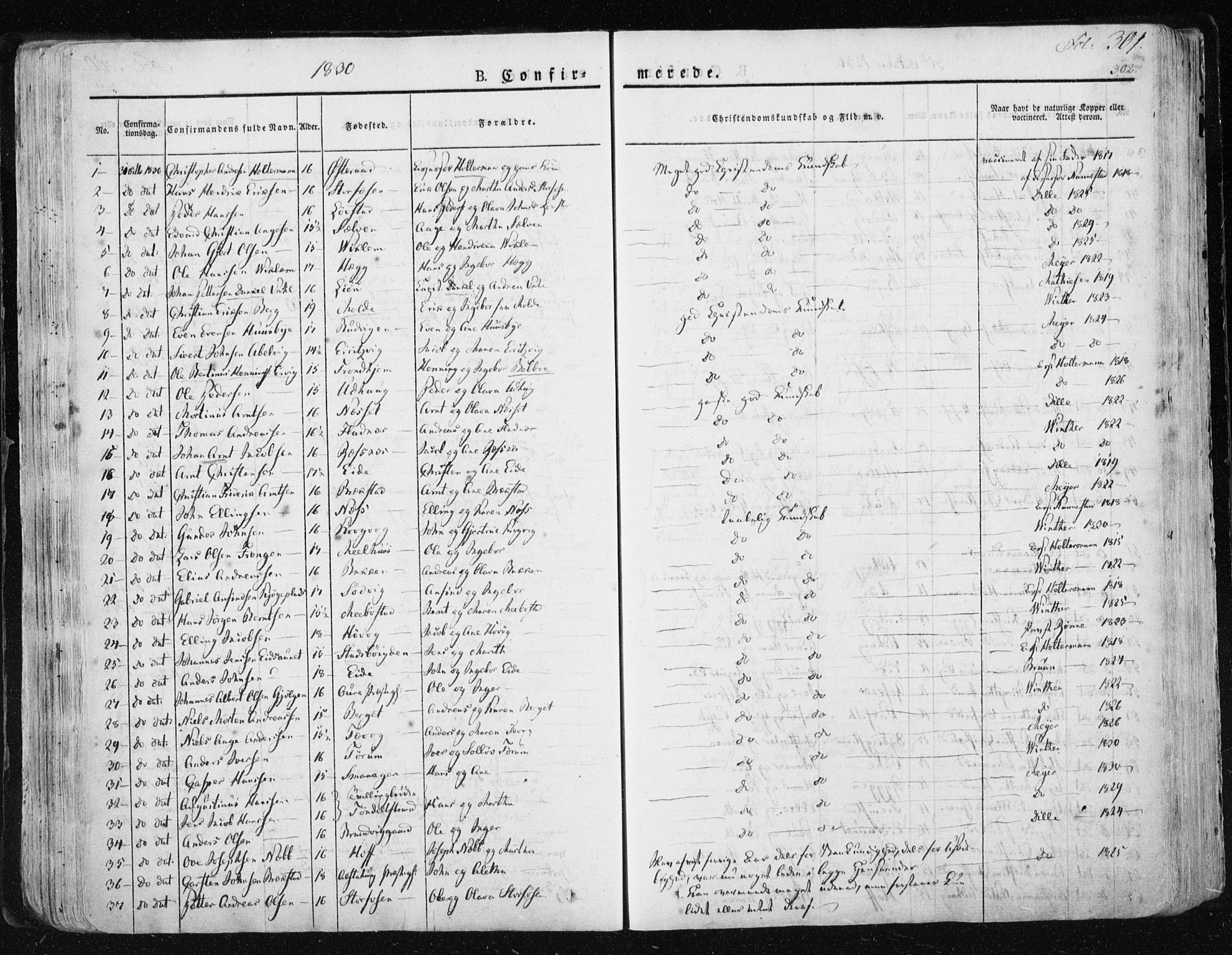 Ministerialprotokoller, klokkerbøker og fødselsregistre - Sør-Trøndelag, SAT/A-1456/659/L0735: Parish register (official) no. 659A05, 1826-1841, p. 301
