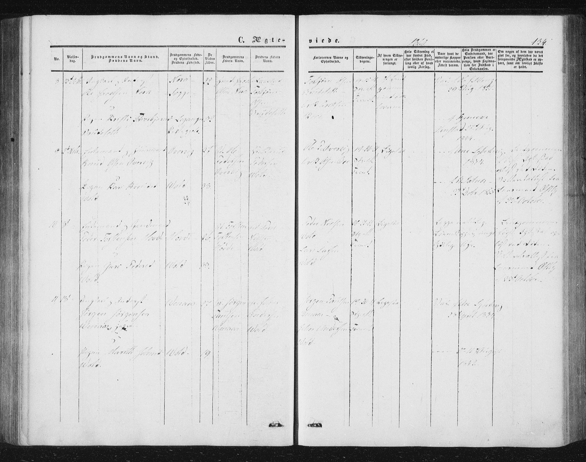 Ministerialprotokoller, klokkerbøker og fødselsregistre - Møre og Romsdal, SAT/A-1454/543/L0562: Parish register (official) no. 543A02, 1854-1884, p. 134