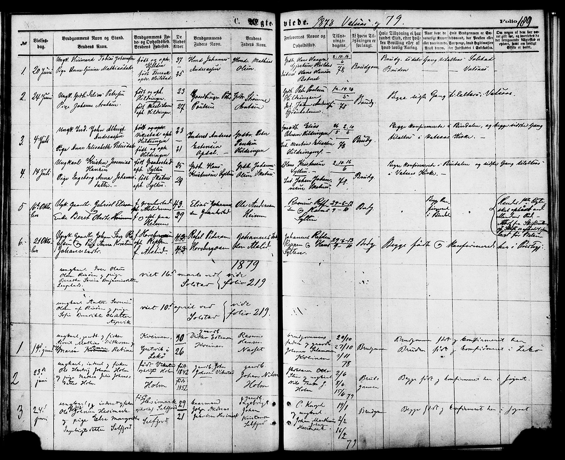 Ministerialprotokoller, klokkerbøker og fødselsregistre - Nordland, AV/SAT-A-1459/810/L0148: Parish register (official) no. 810A09 /1, 1874-1884, p. 189