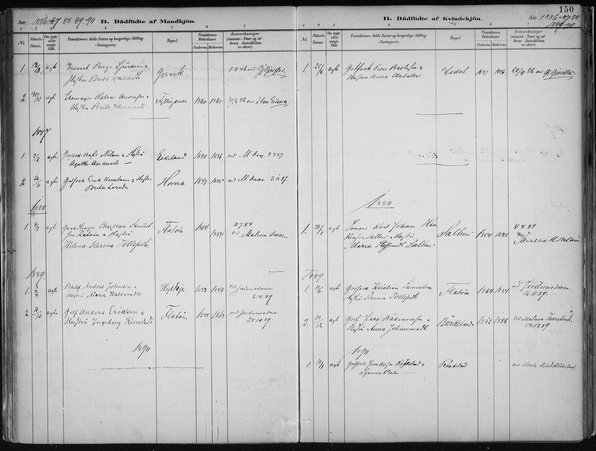 Hamre sokneprestembete, SAB/A-75501/H/Ha/Haa/Haab/L0001: Parish register (official) no. B  1, 1882-1905, p. 150