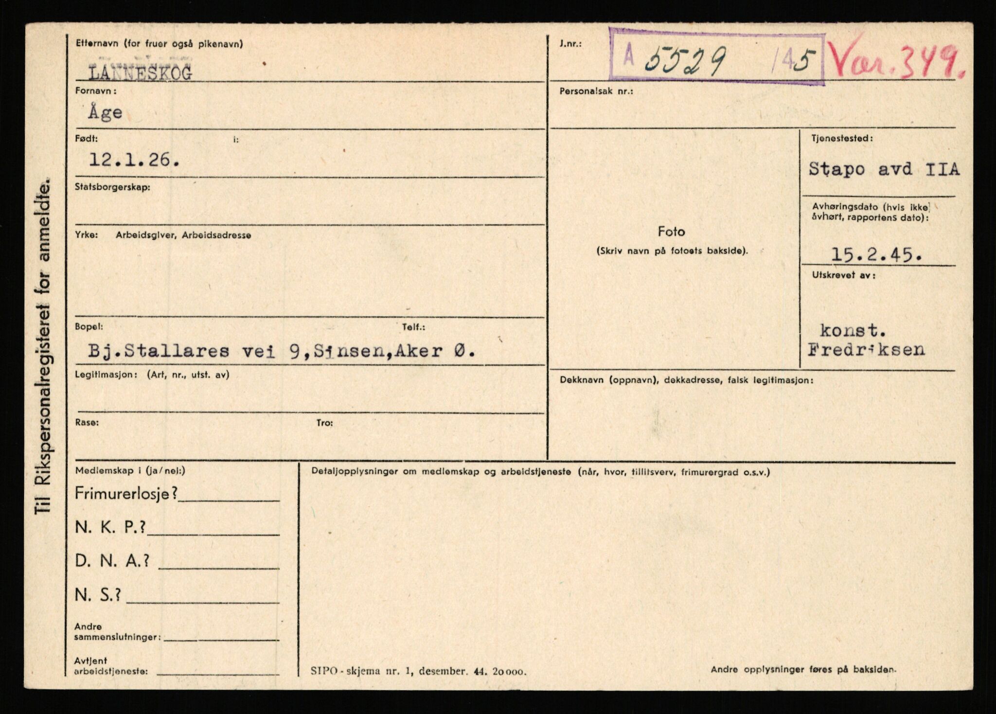 Statspolitiet - Hovedkontoret / Osloavdelingen, AV/RA-S-1329/C/Ca/L0009: Knutsen - Limstrand, 1943-1945, p. 2980