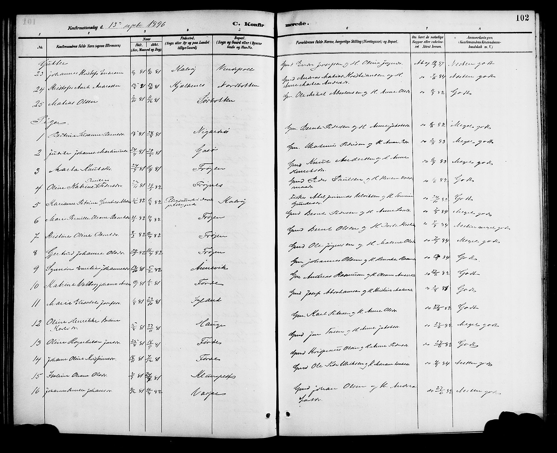 Bremanger sokneprestembete, SAB/A-82201/H/Hab/Haba/L0003: Parish register (copy) no. A 3, 1890-1908, p. 102