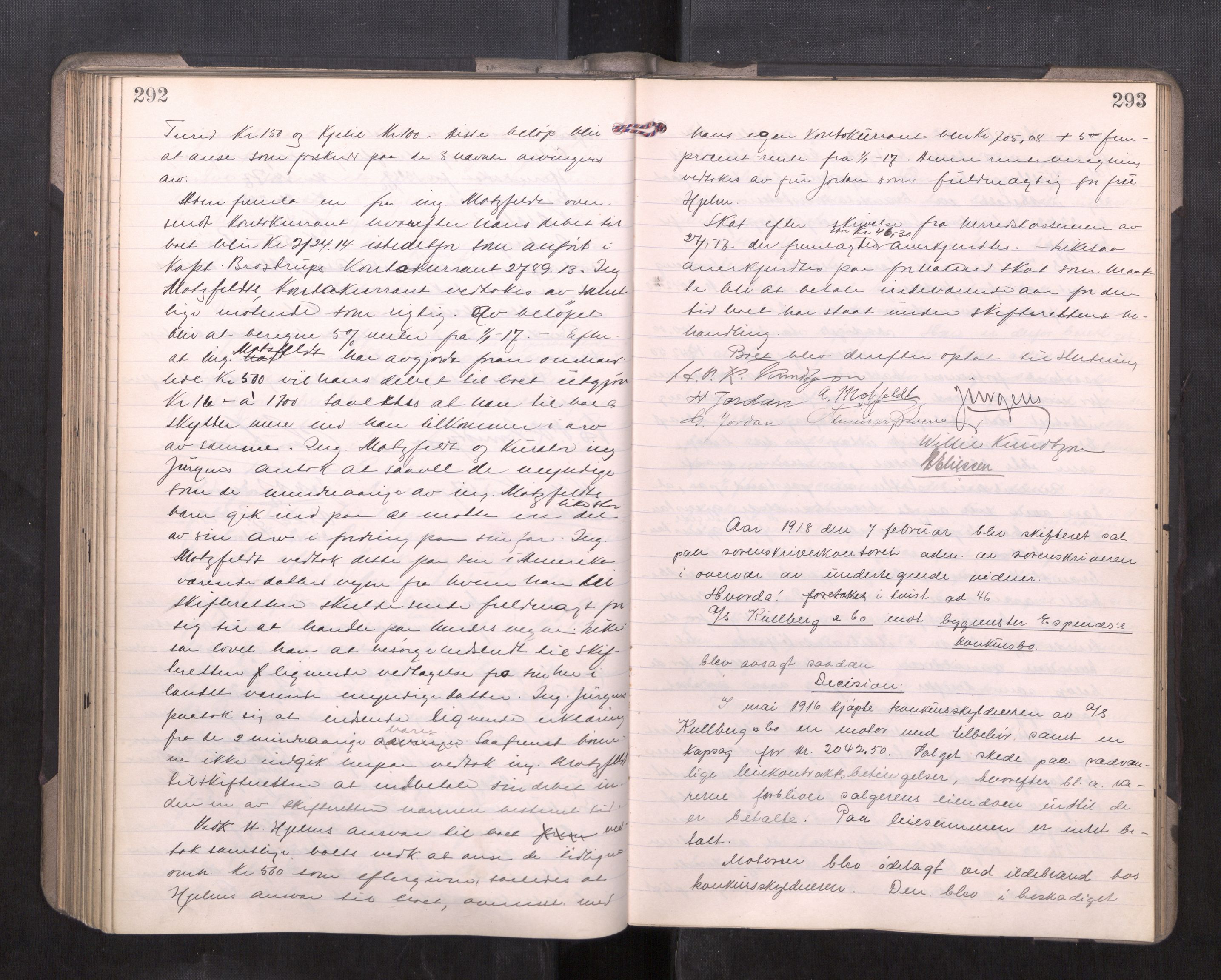 Strinda og Selbu sorenskriveri, AV/SAT-A-0015/3/3B/L0012: Skifteforhandlingsprot. 12, 1915-1919, p. 292-293