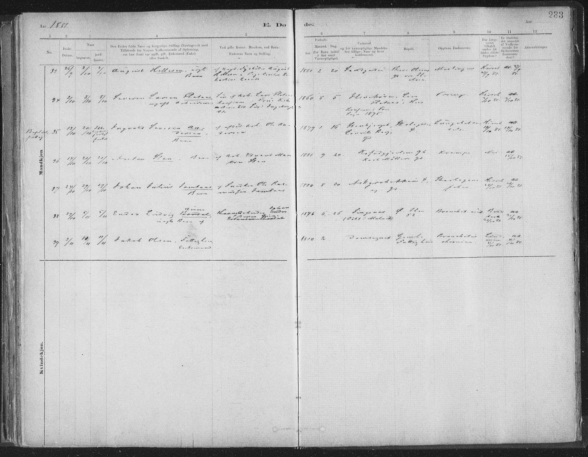 Ministerialprotokoller, klokkerbøker og fødselsregistre - Sør-Trøndelag, SAT/A-1456/603/L0162: Parish register (official) no. 603A01, 1879-1895, p. 233