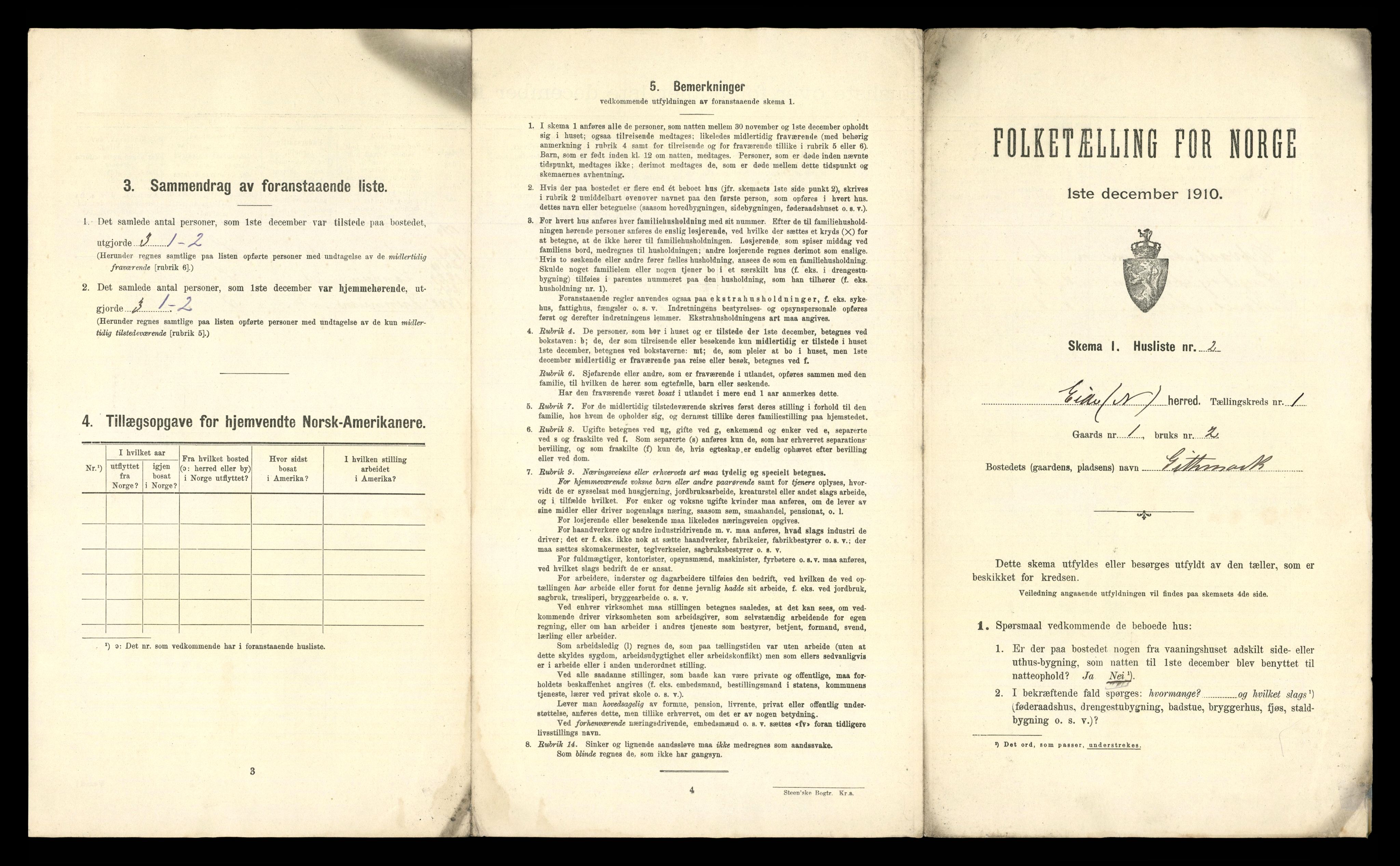 RA, 1910 census for Eide, 1910, p. 17