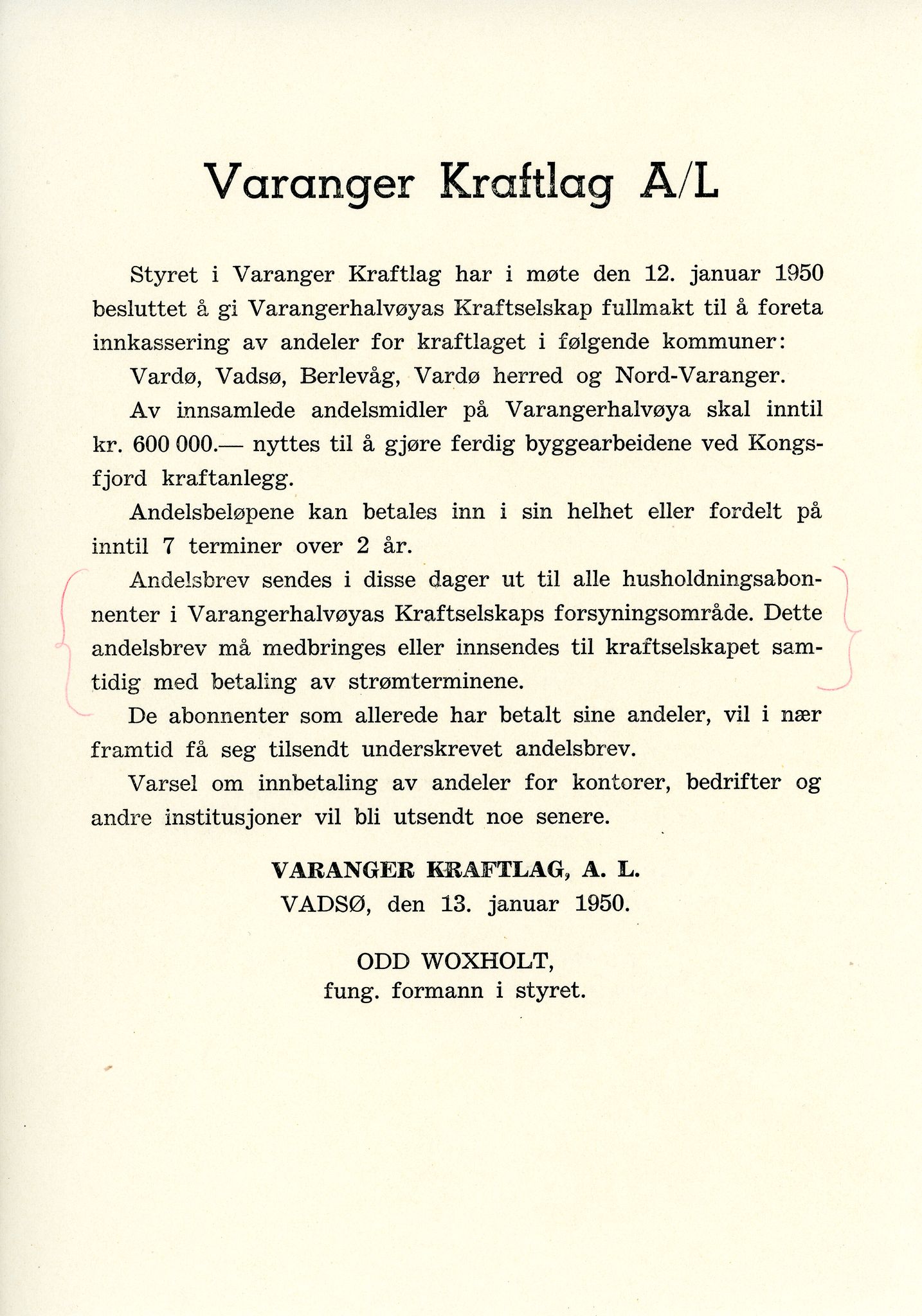 Vardø Fiskersamvirkelag, VAMU/A-0037/D/Da/L0008: Korrespondanse Tr-År, 1947-1950