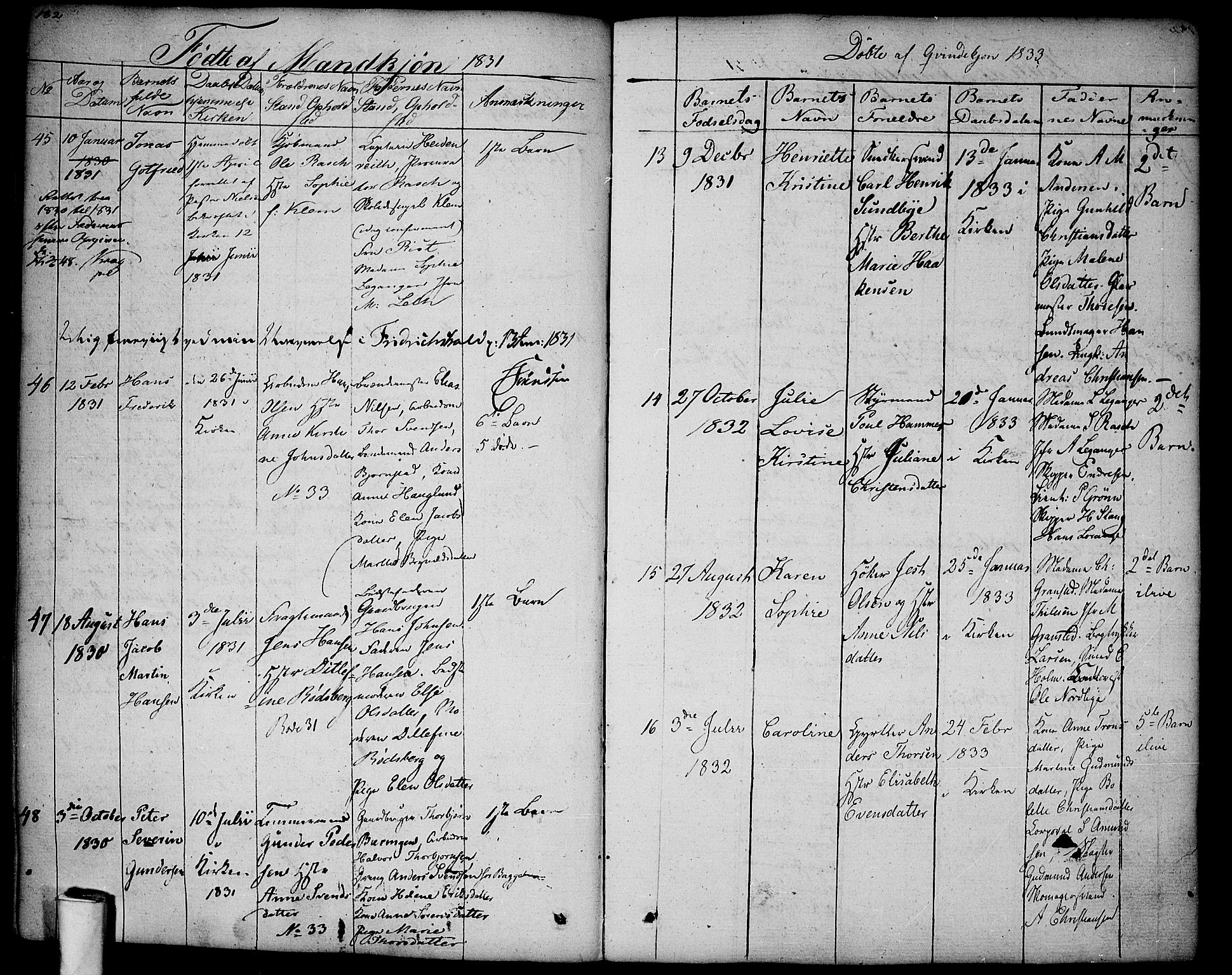 Halden prestekontor Kirkebøker, SAO/A-10909/F/Fa/L0004: Parish register (official) no. I 4, 1823-1834, p. 182