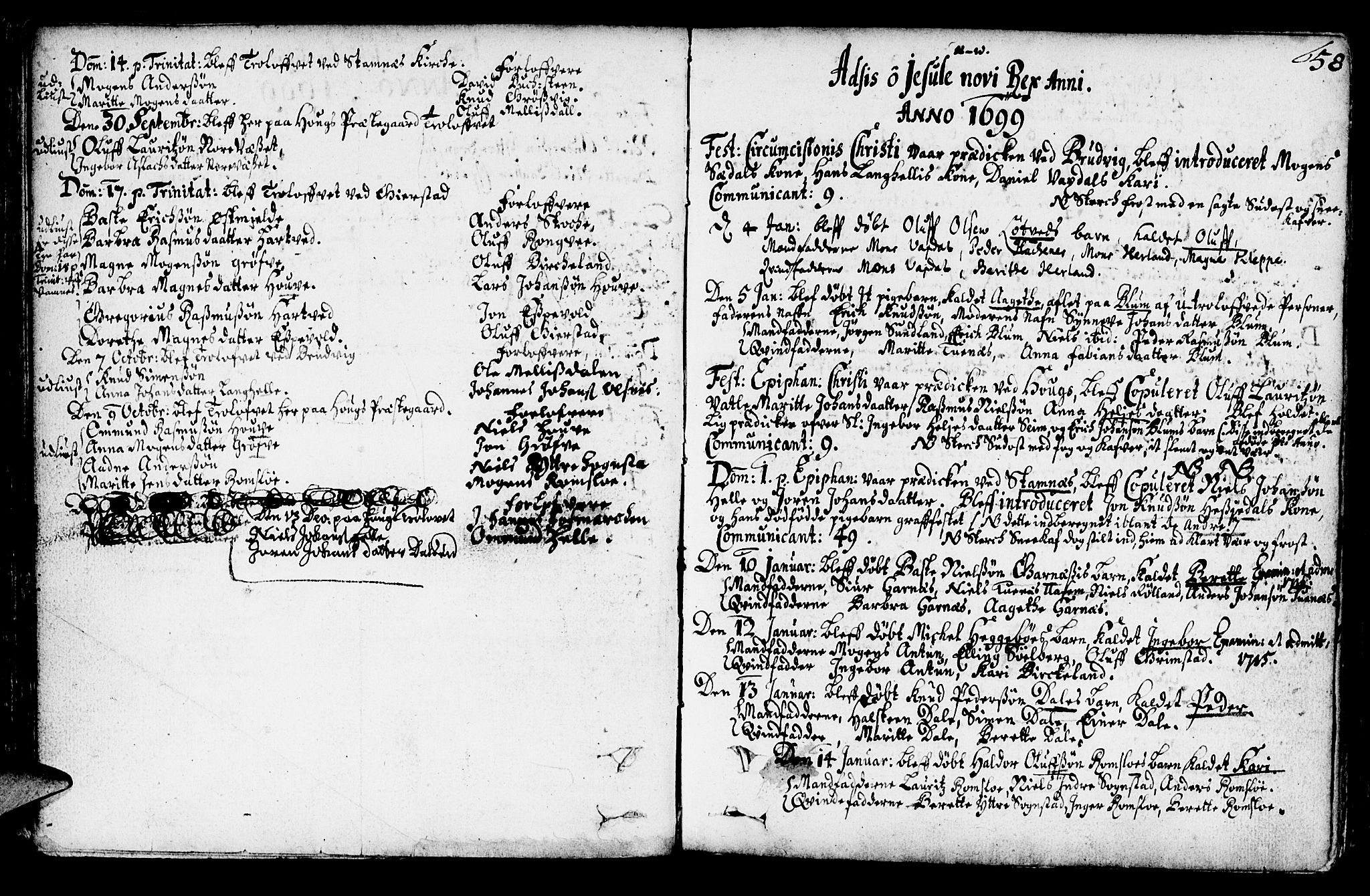 Haus sokneprestembete, AV/SAB-A-75601/H/Haa: Parish register (official) no. A 1, 1691-1712, p. 58