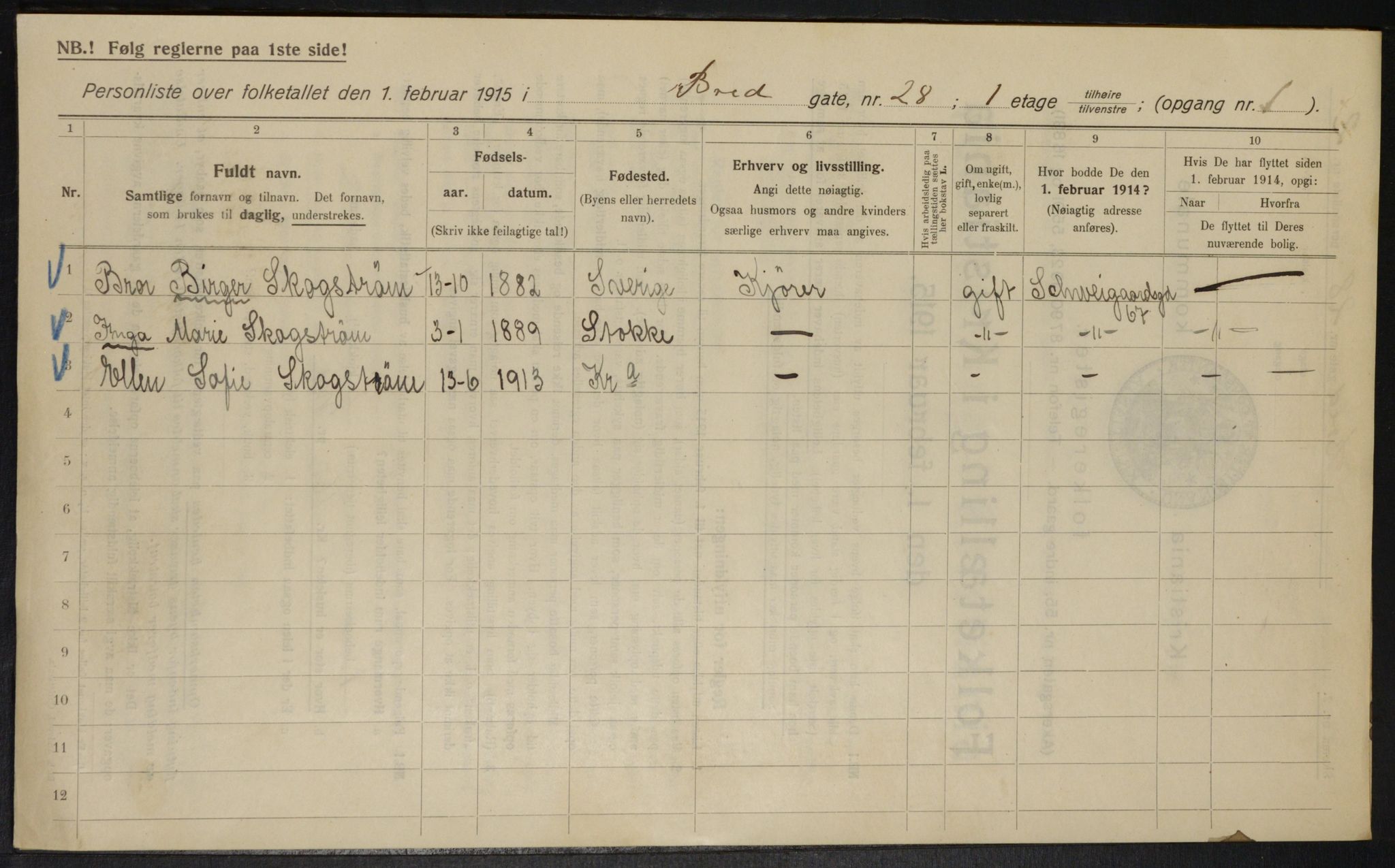 OBA, Municipal Census 1915 for Kristiania, 1915, p. 8574