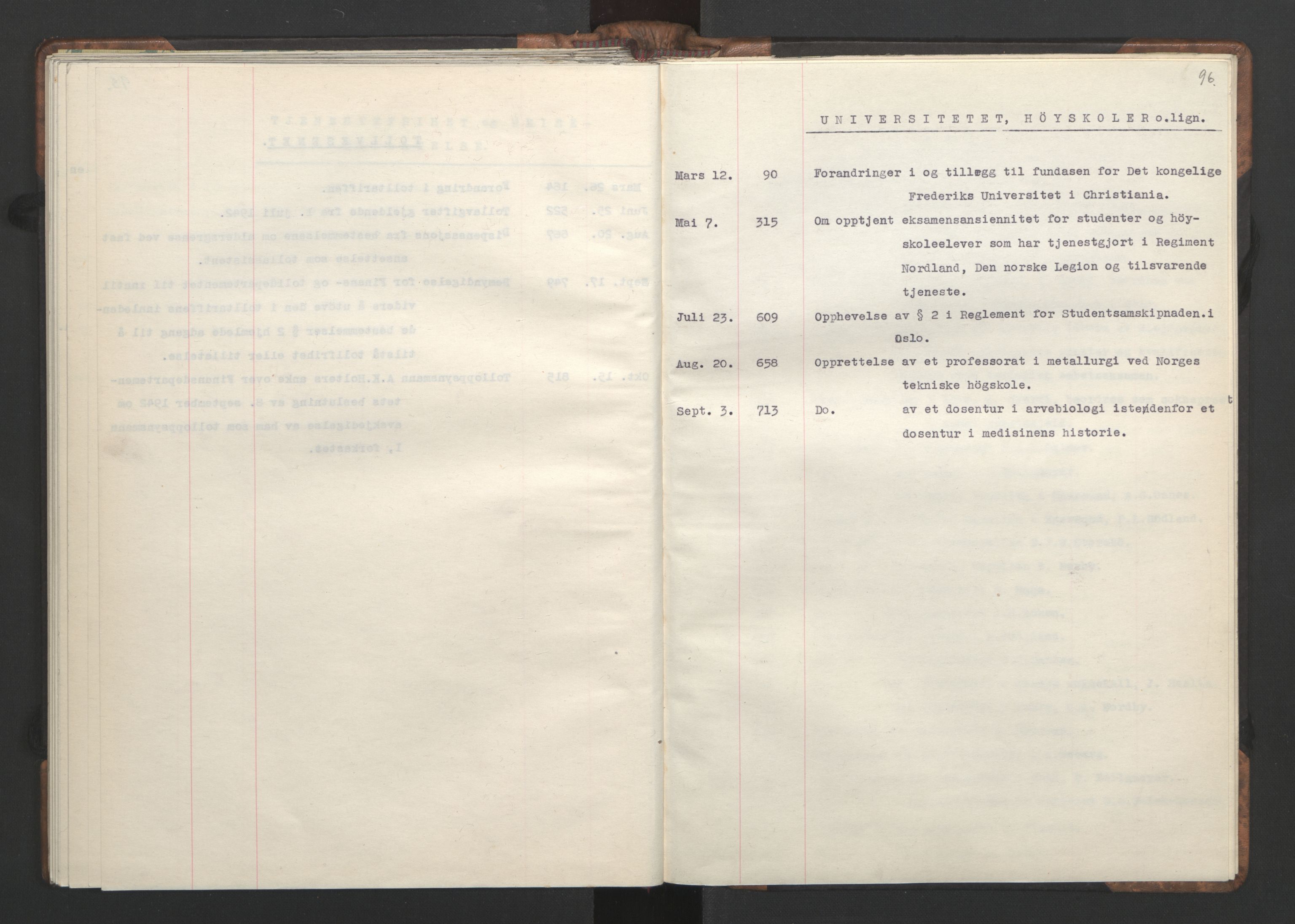 NS-administrasjonen 1940-1945 (Statsrådsekretariatet, de kommisariske statsråder mm), RA/S-4279/D/Da/L0002: Register (RA j.nr. 985/1943, tilgangsnr. 17/1943), 1942, p. 99