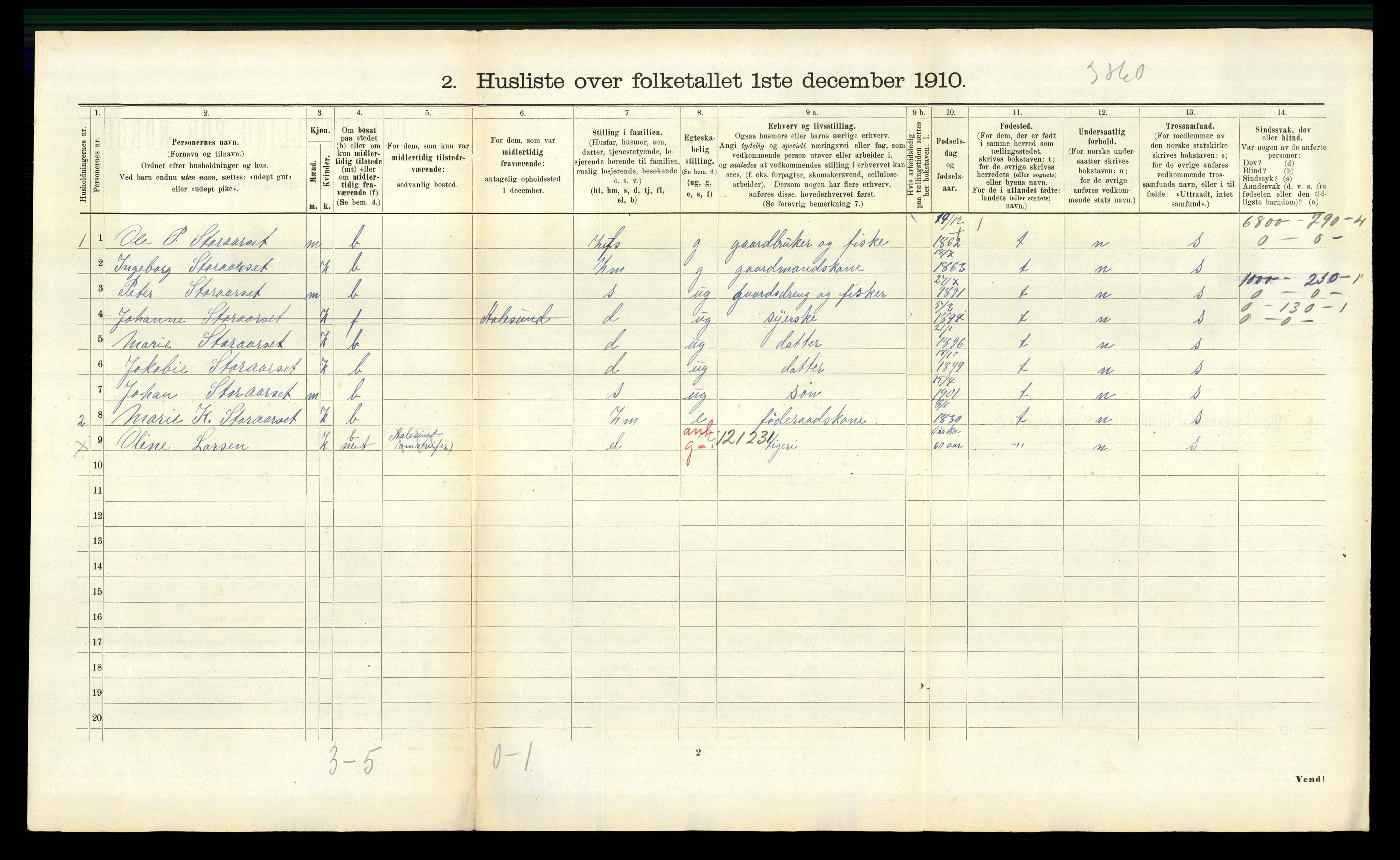 RA, 1910 census for Borgund, 1910, p. 1764