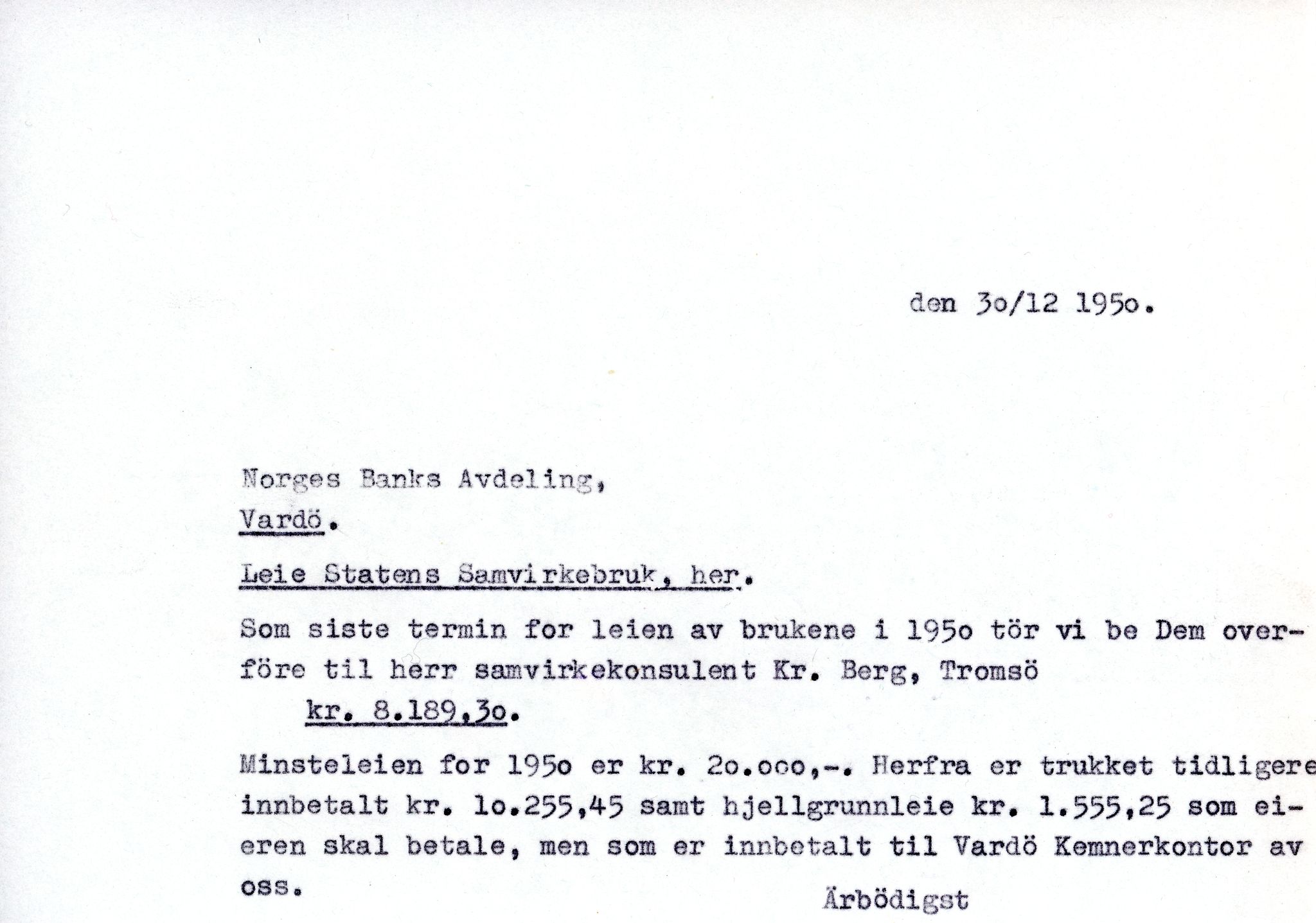 Vardø Fiskersamvirkelag, VAMU/A-0037/D/Da/L0005: Korrespondanse Ma-Re, 1947-1950