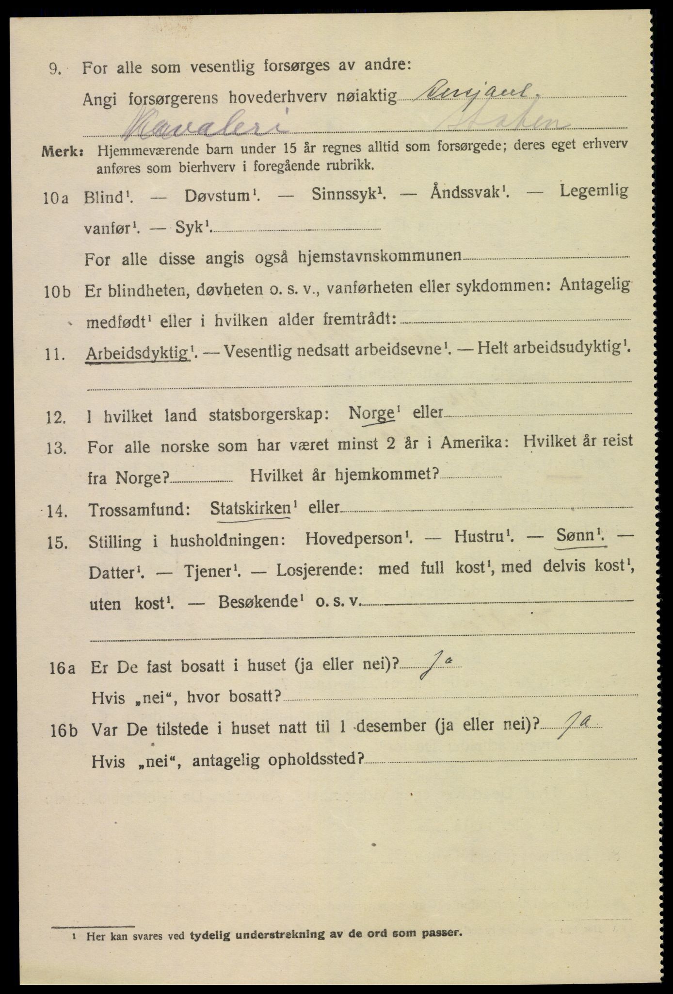 SAH, 1920 census for Hamar, 1920, p. 13020