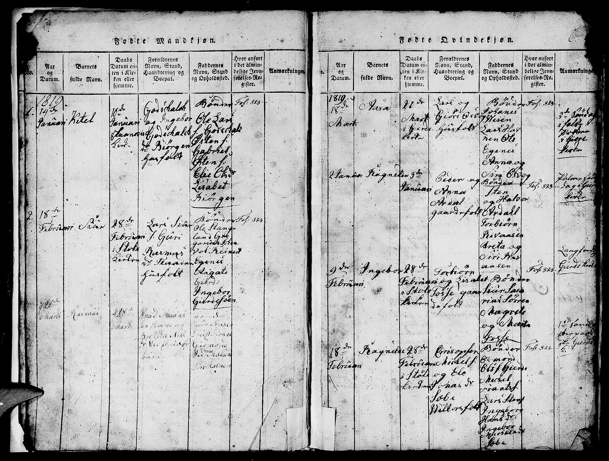Etne sokneprestembete, SAB/A-75001/H/Hab: Parish register (copy) no. B 1, 1815-1850, p. 6