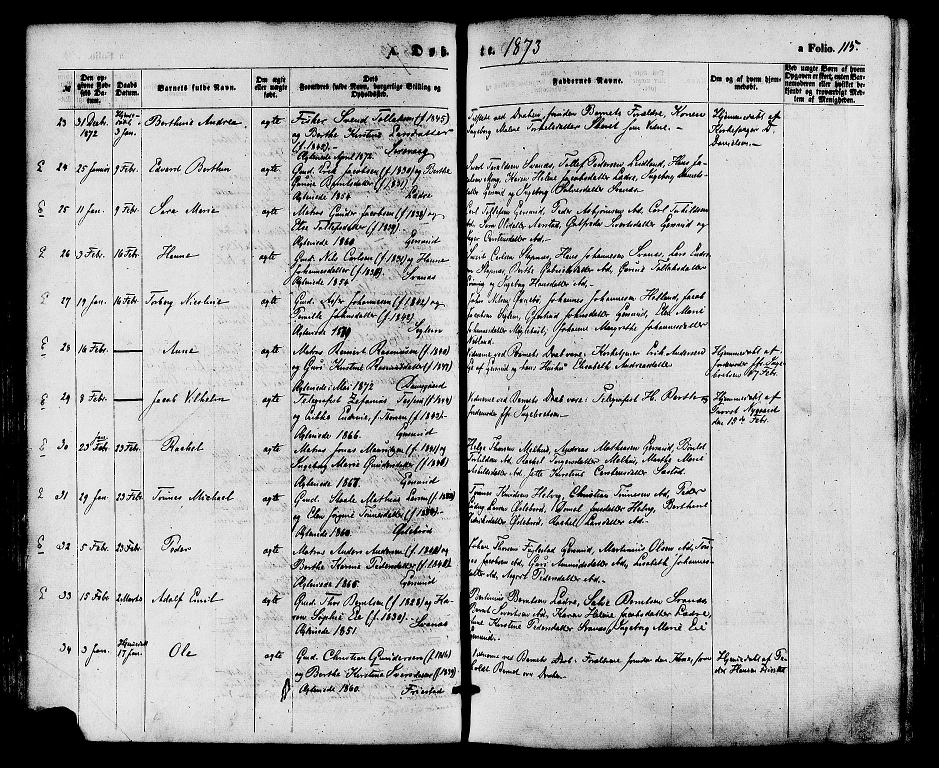 Eigersund sokneprestkontor, AV/SAST-A-101807/S08/L0014: Parish register (official) no. A 13, 1866-1878, p. 115