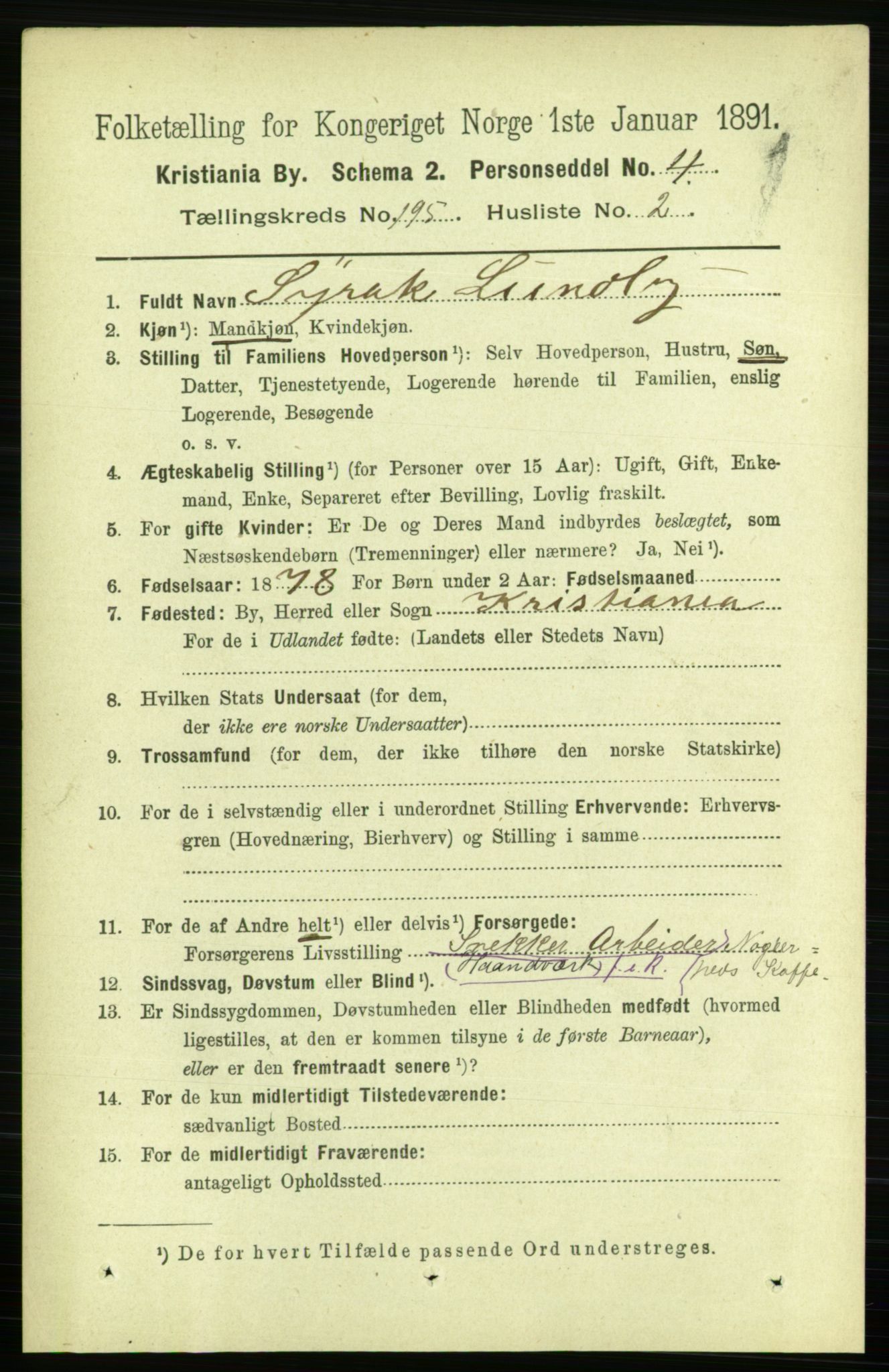 RA, 1891 census for 0301 Kristiania, 1891, p. 117508